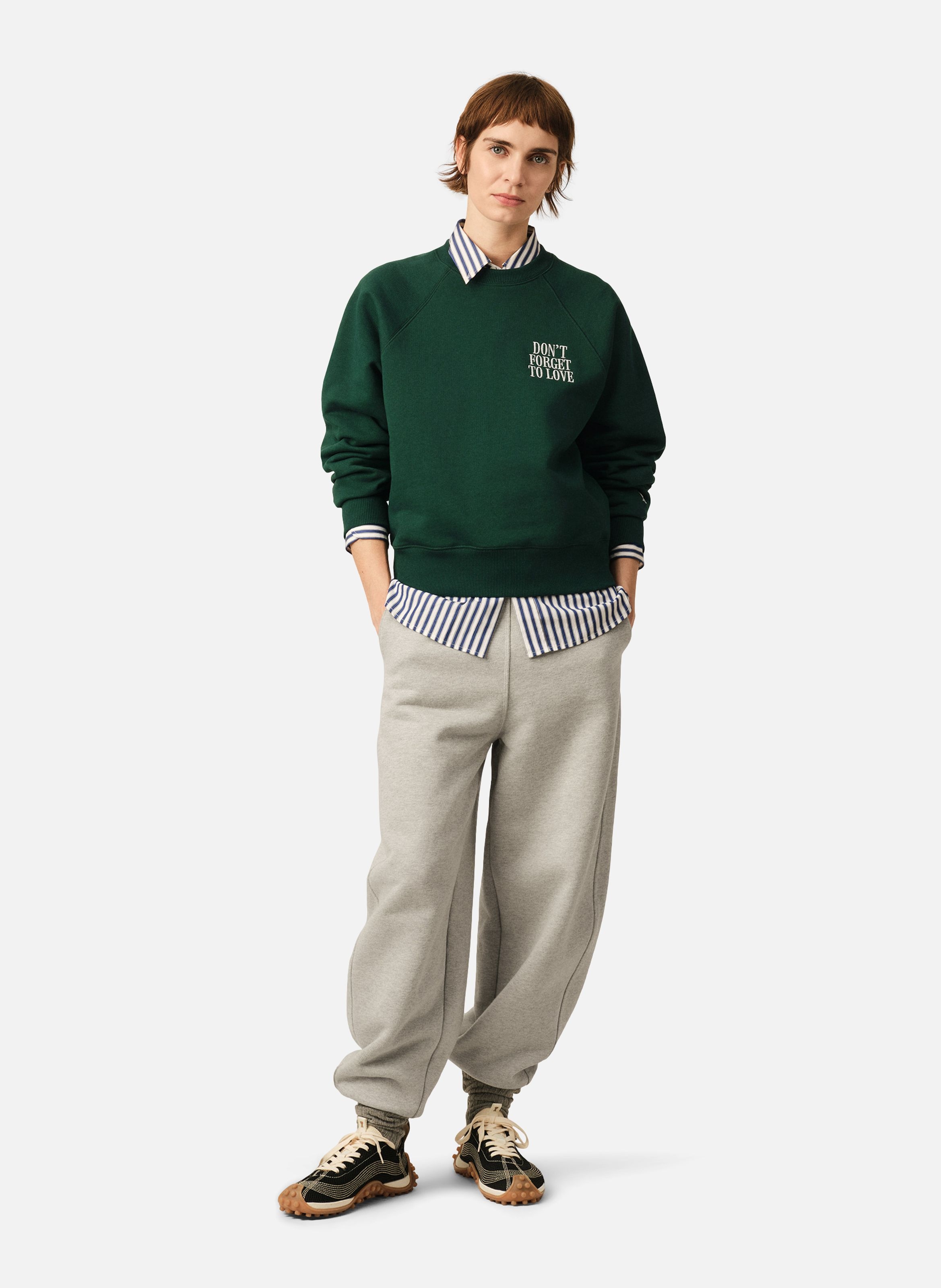 Sweatshirt unisexe en coton "don't forget to love" AMI PARIS Vert