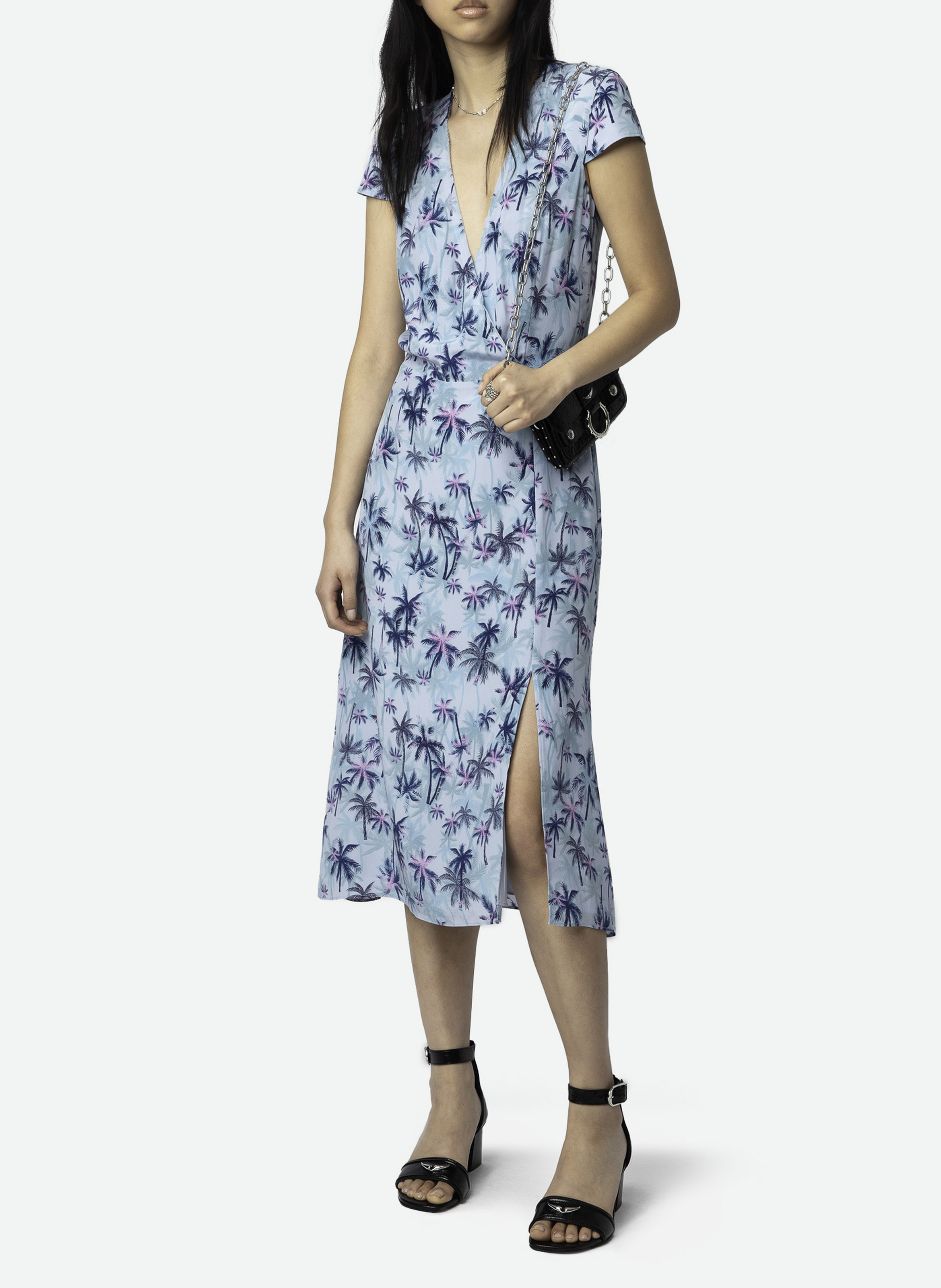 Midi Seidenkleid mit V-Ausschnitt, Rapaz ZADIG&VOLTAIRE Blau