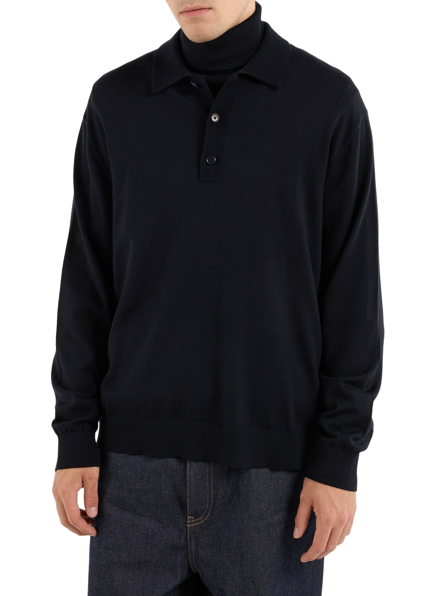 Merino wool turtleneck jumper | Blue SAISON 1865 Men