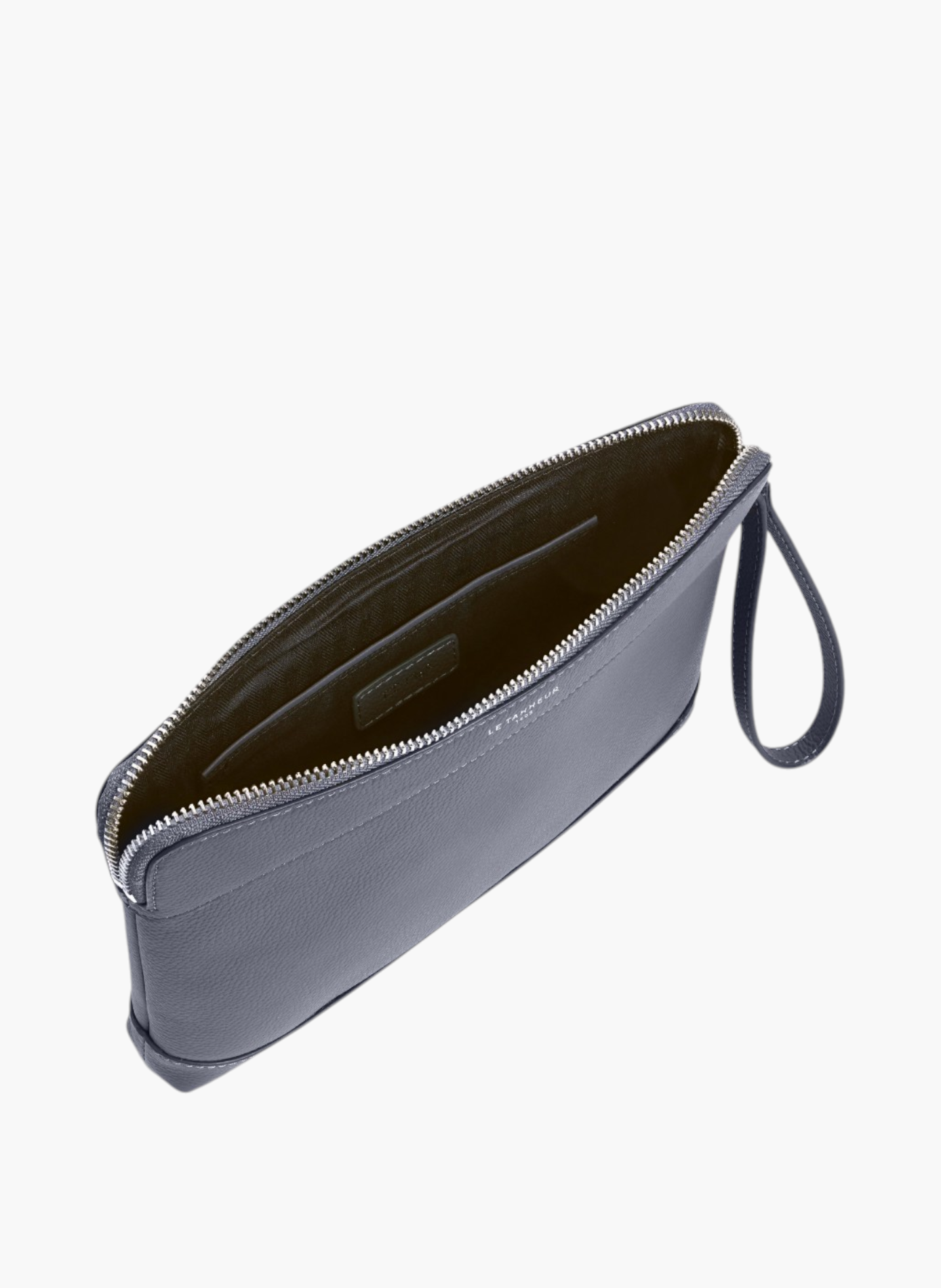 Pochette zippée en cuir grainé LE TANNEUR Bleu