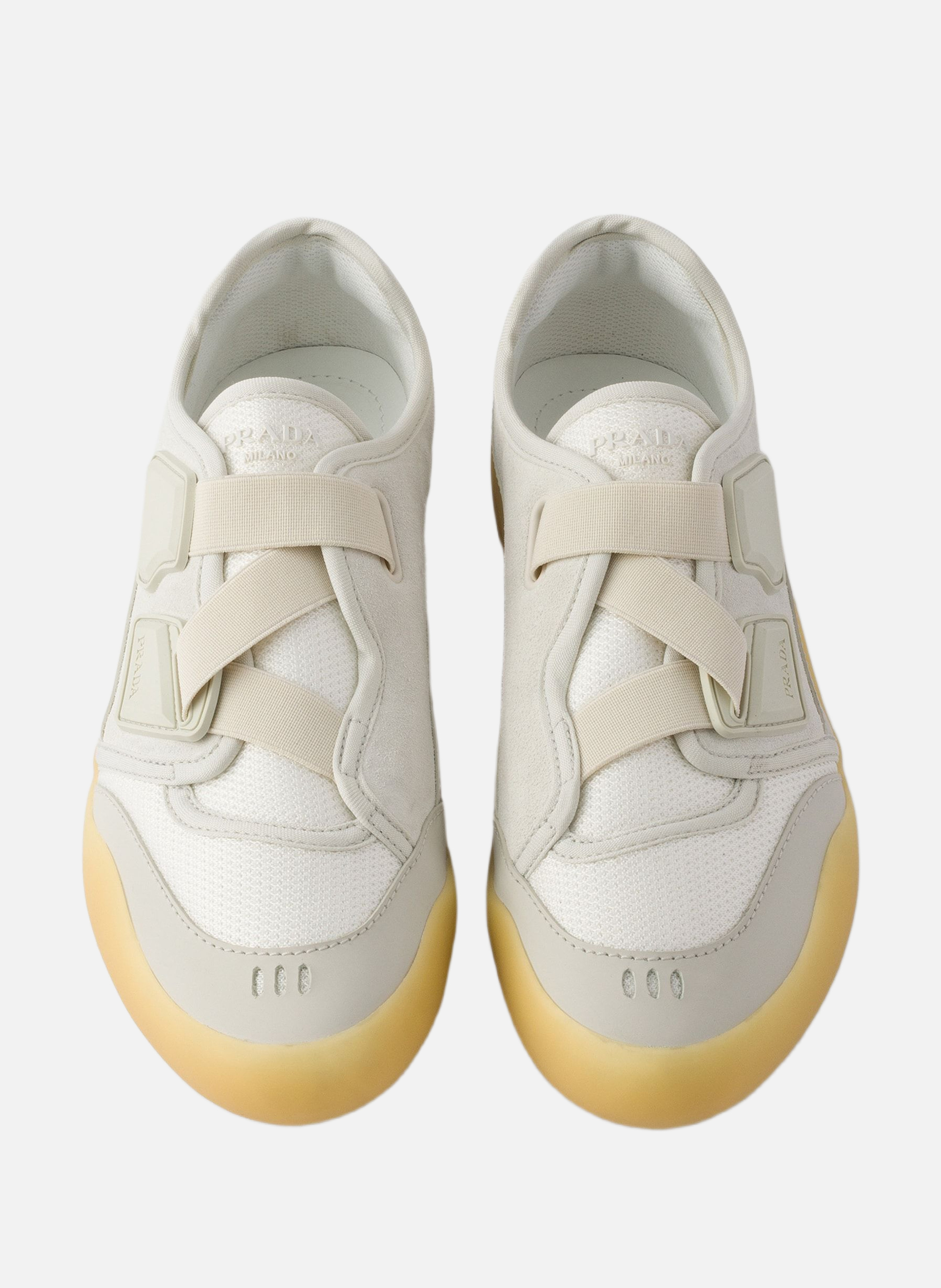 Sneakers speedrock en mesh technique et cuir PRADA Gris