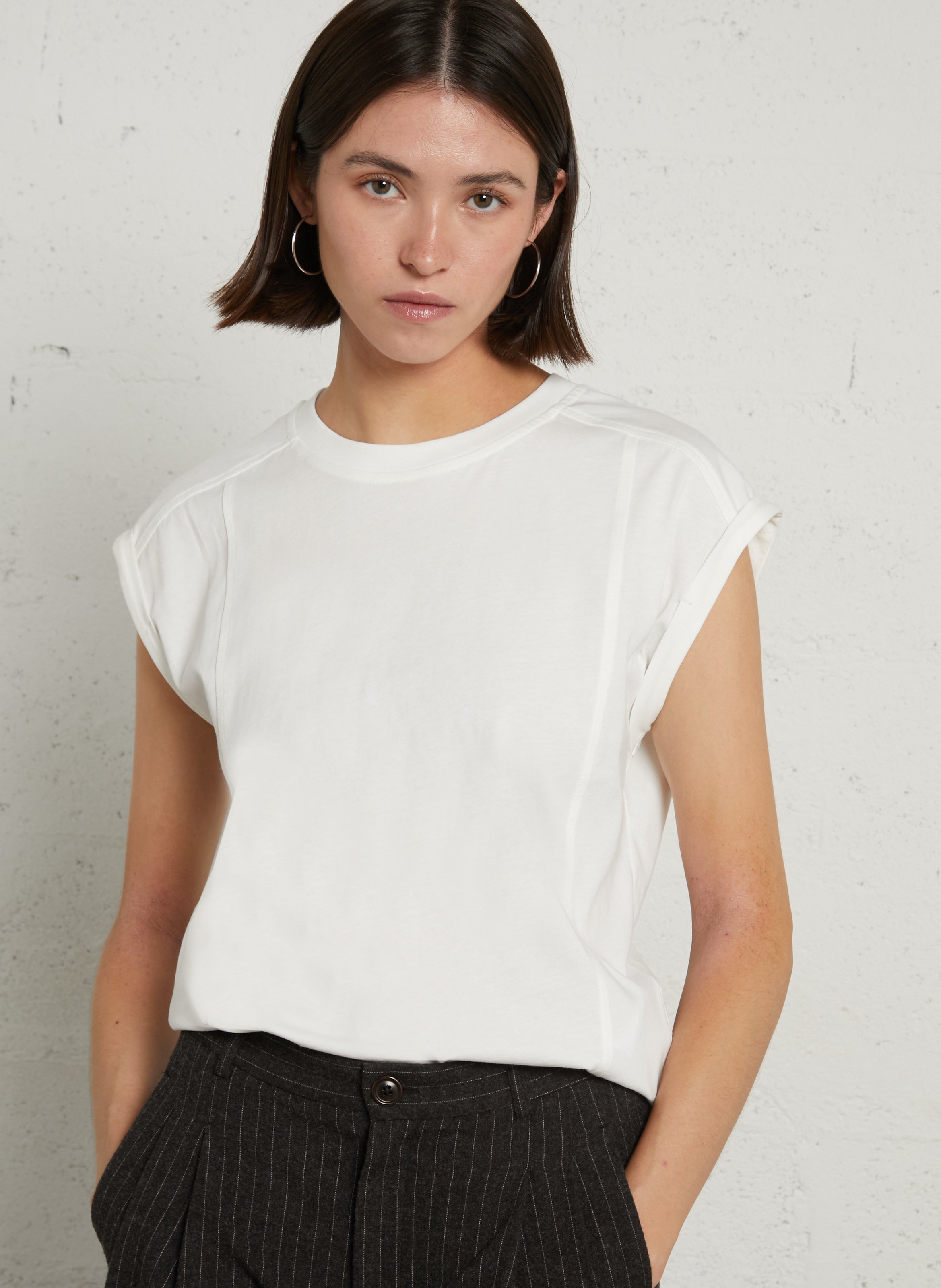 Tee-shirt ample col rond en coton timeo MAISON 123 Blanc
