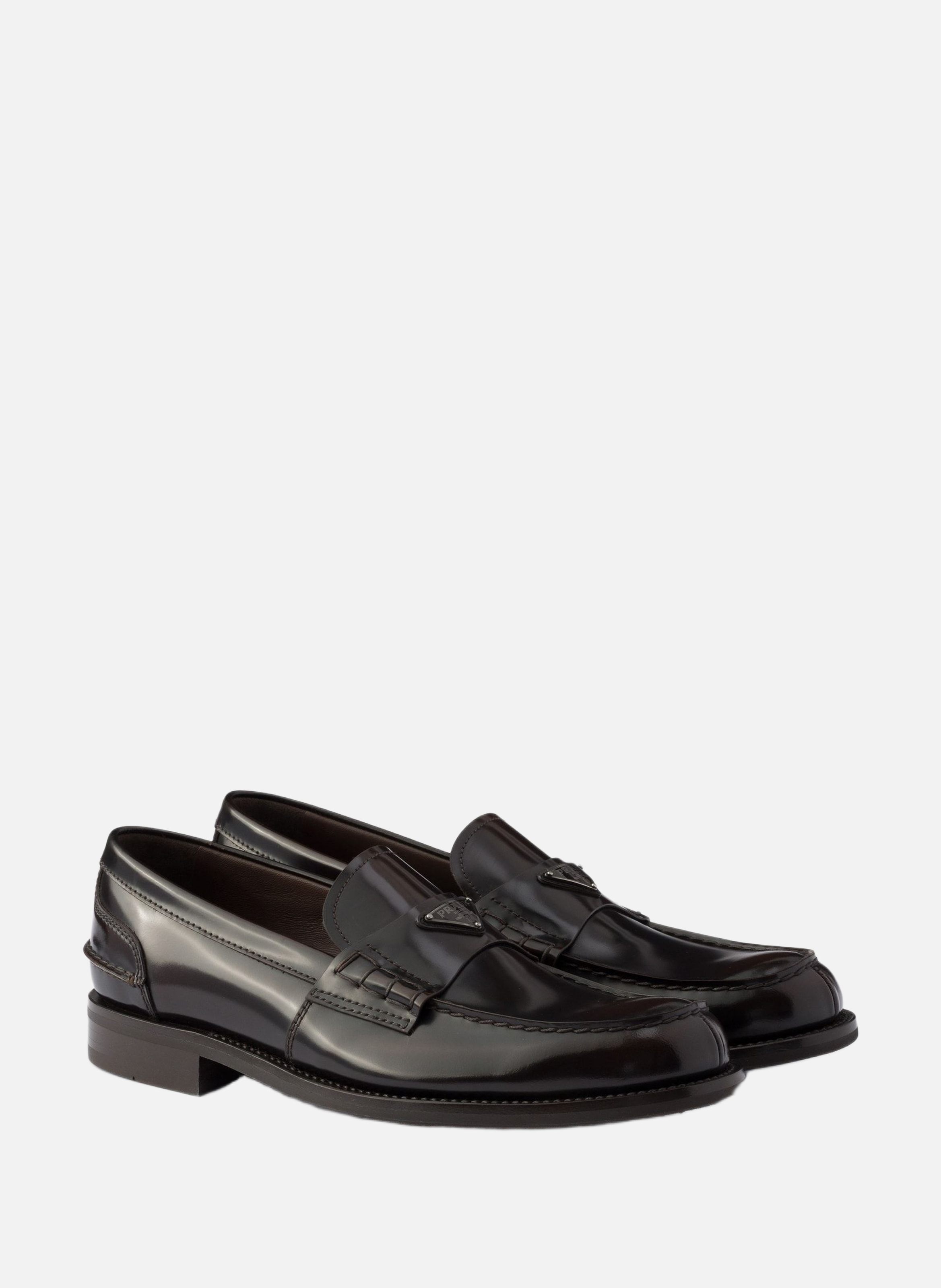 Mocassins en cuir brossé PRADA Marron