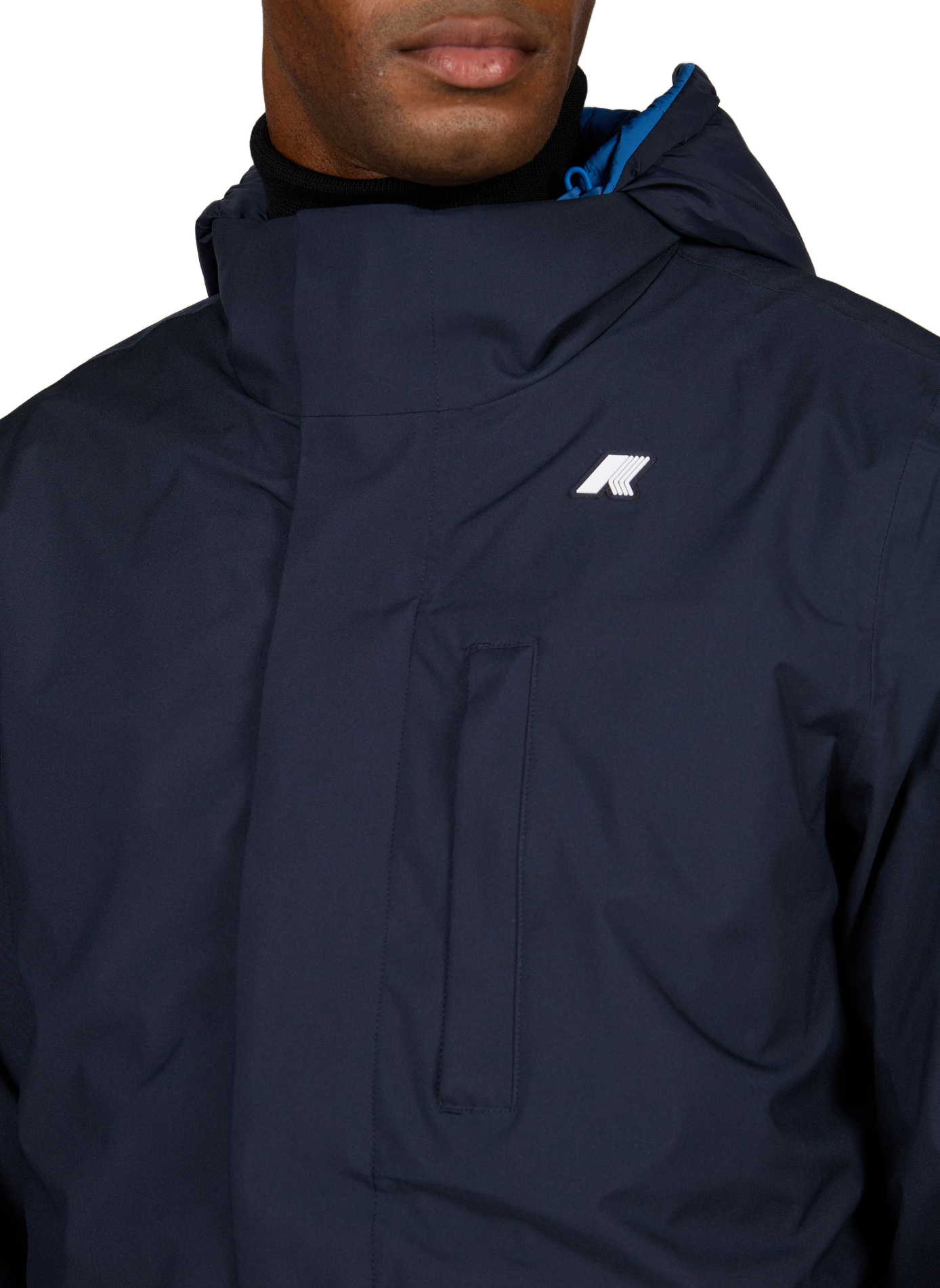 Straight parka with logo hood K-WAY Blue