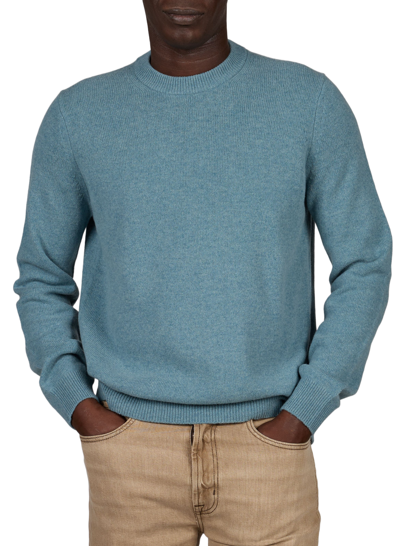 Pull droit en laine mérinos | Bleu SAMSOE SAMSOE Homme