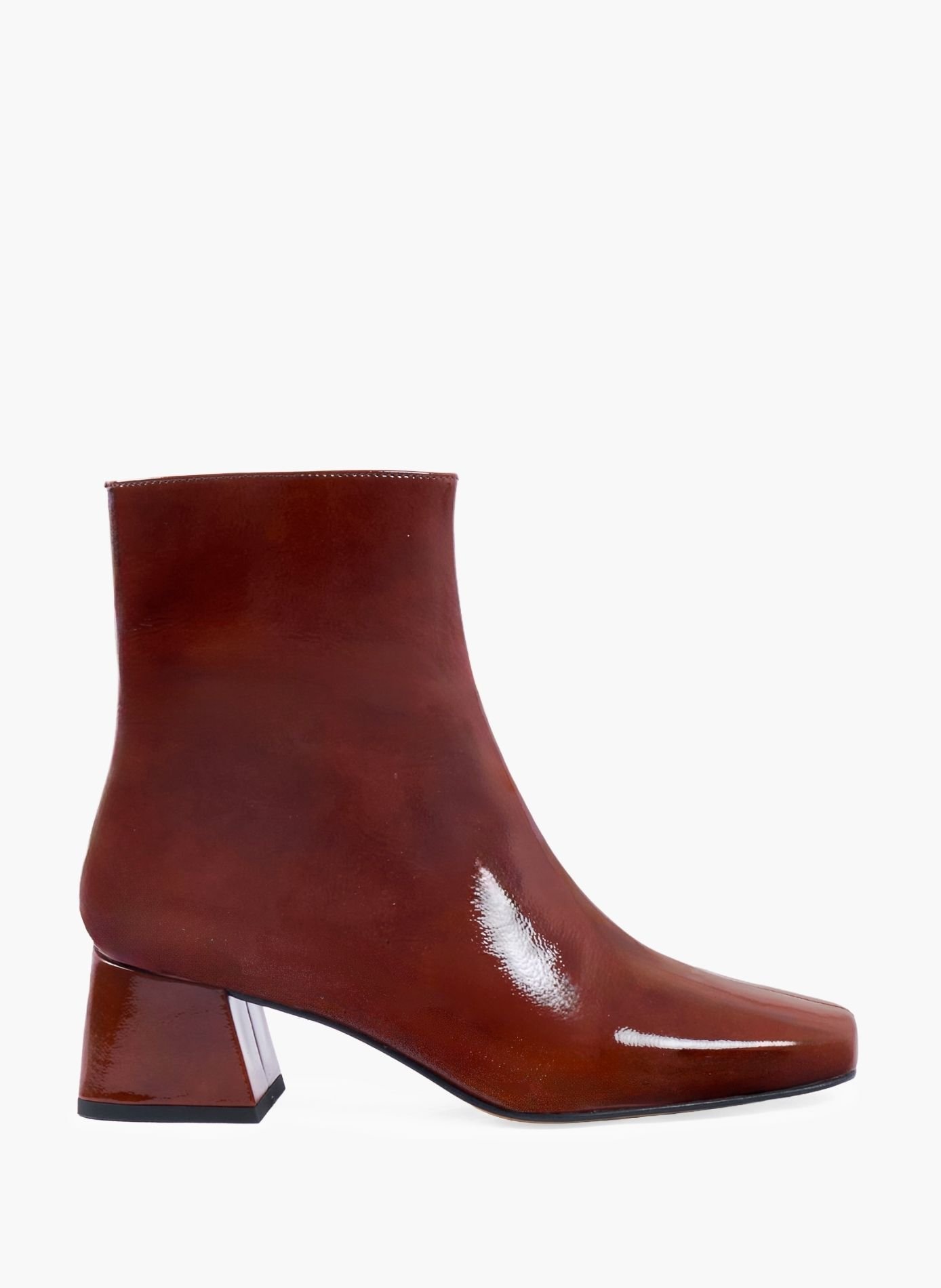 Bottines moyen talon carré diane cuir vernis JULES & JENN Rouge