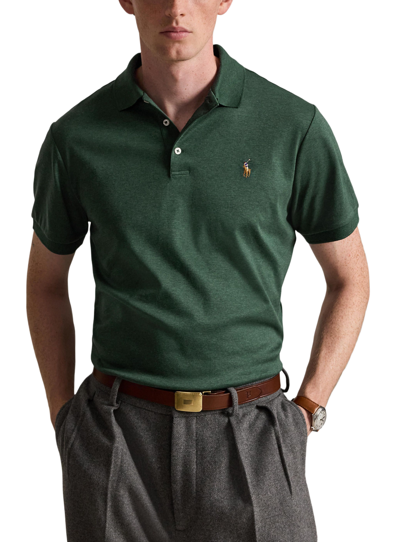 Polo droit en piqué de coton | Vert POLO RALPH LAUREN Homme