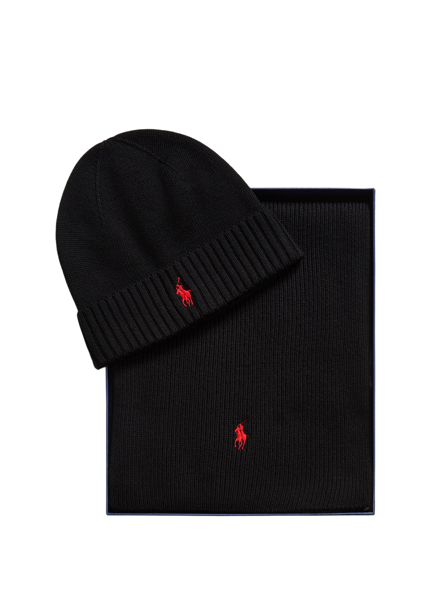 Coffret bonnet et écharpe en coton POLO RALPH LAUREN Noir