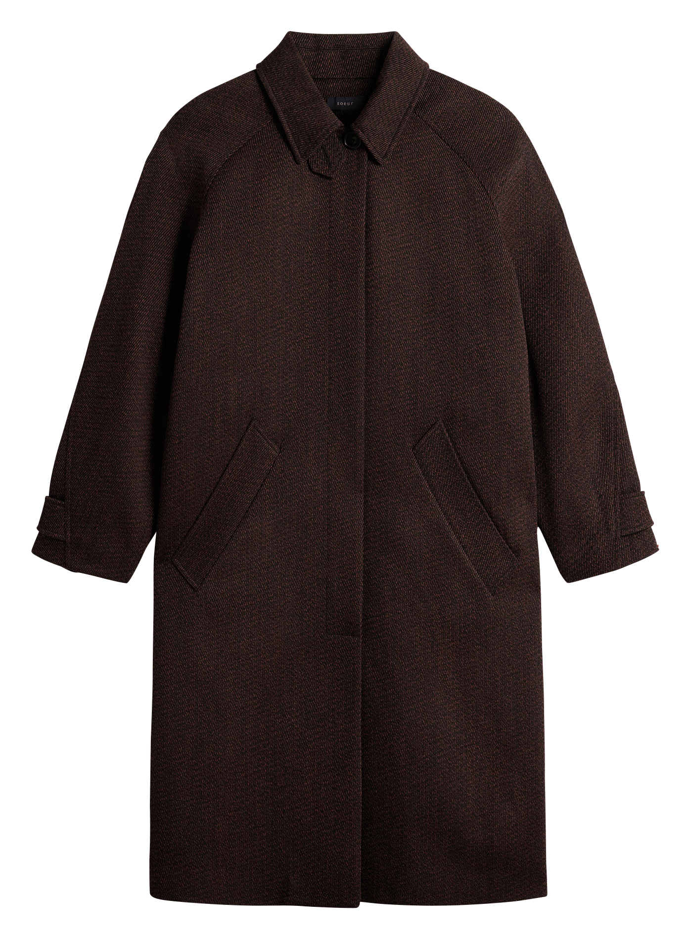 Manteau droit col classique en laine et coton leandre SOEUR Marron