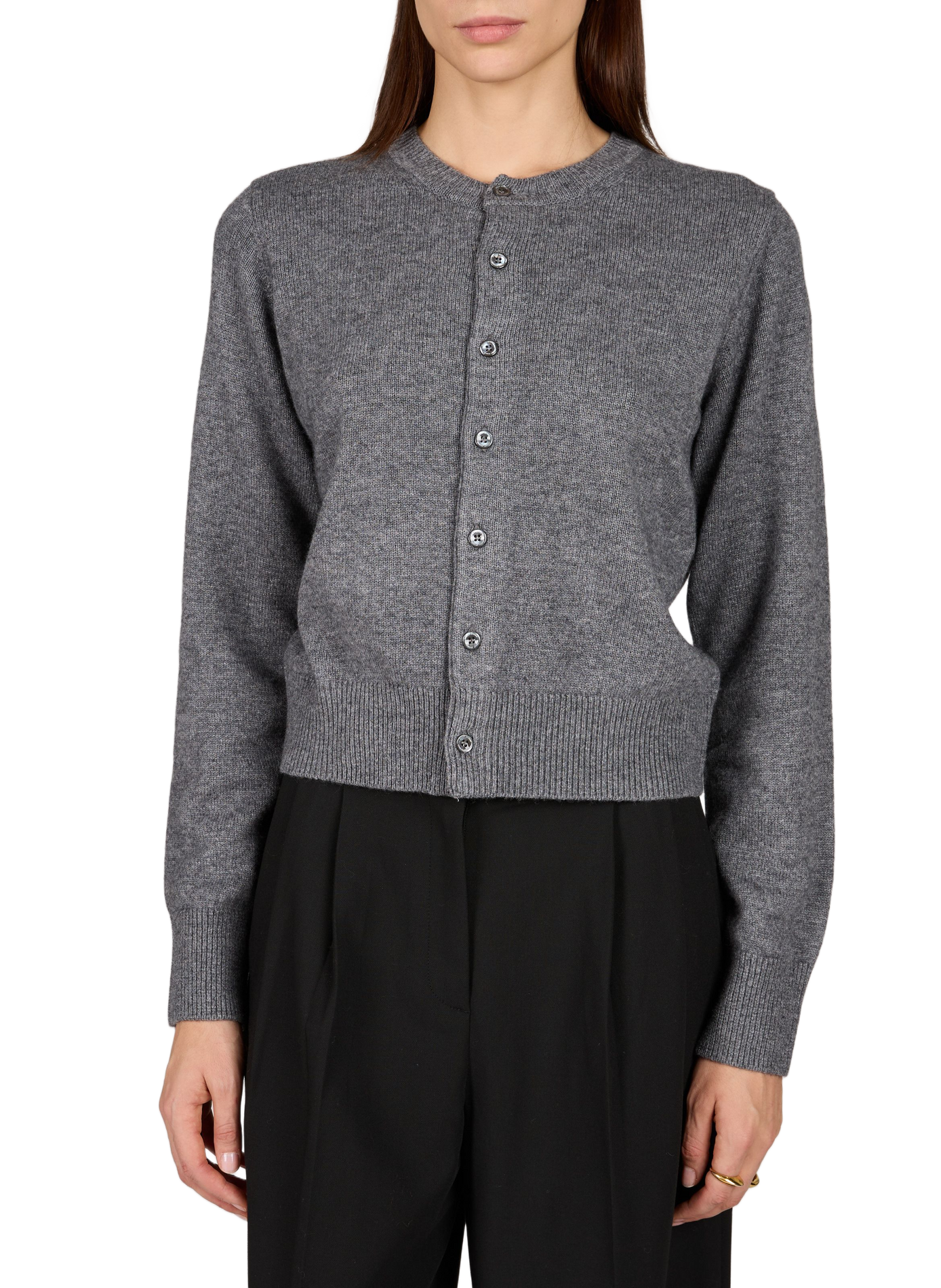 Cardigan droit col rond boutonné DUNST Gris