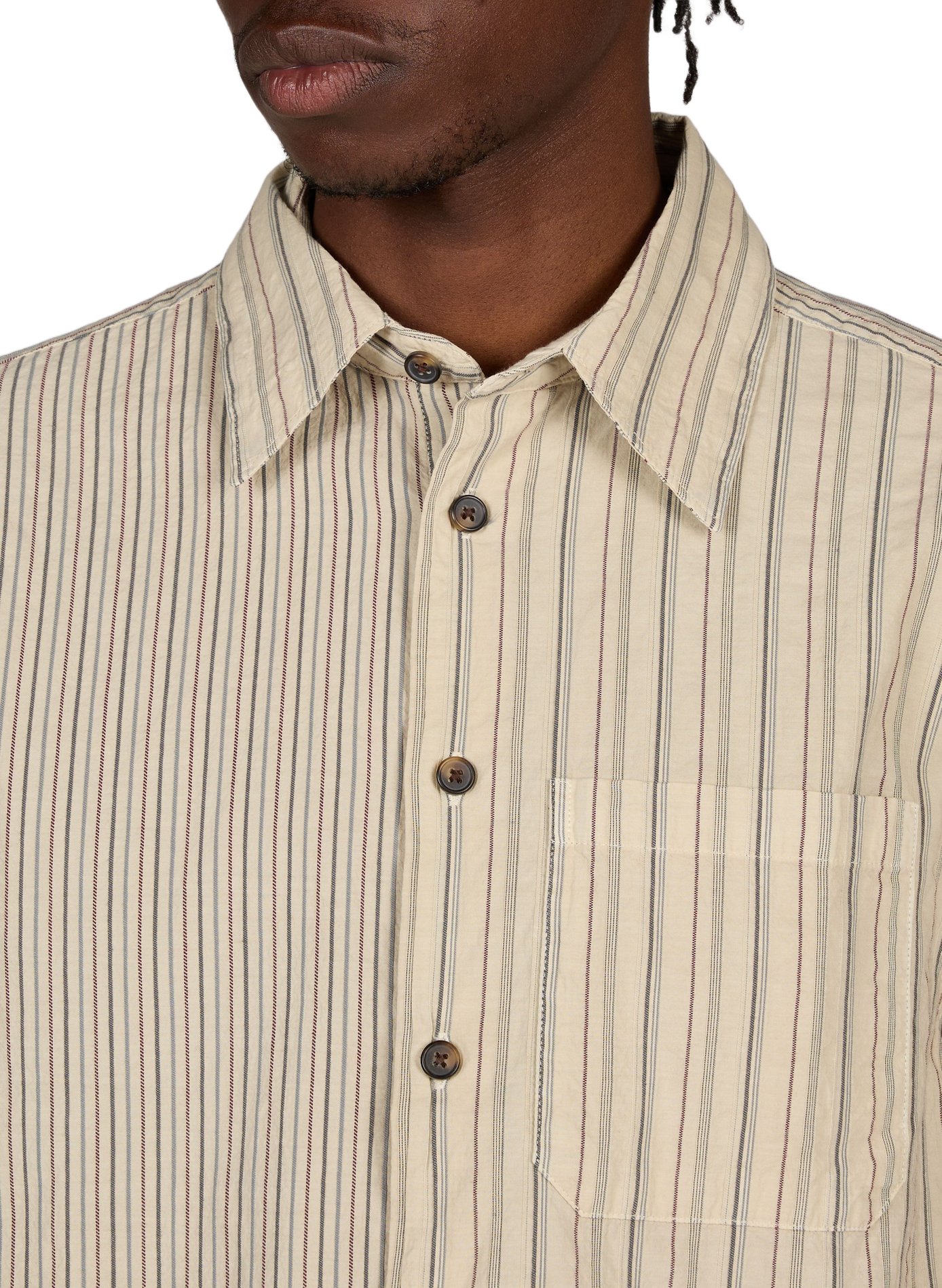 Chemise droite rayée en coton PAUL SMITH Blanc