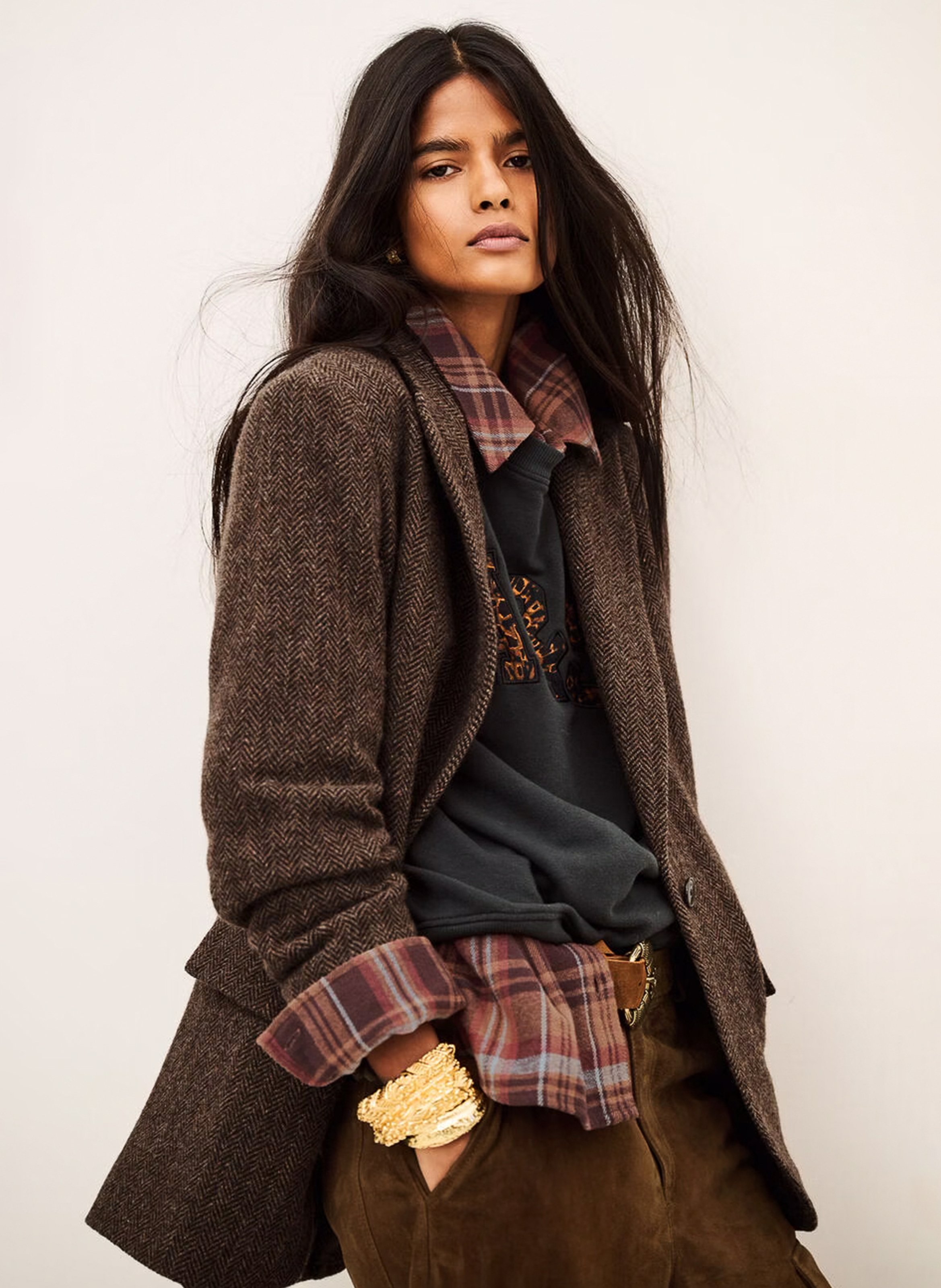 Veste tailleur droite en laine mélangée kast BA&SH Marron