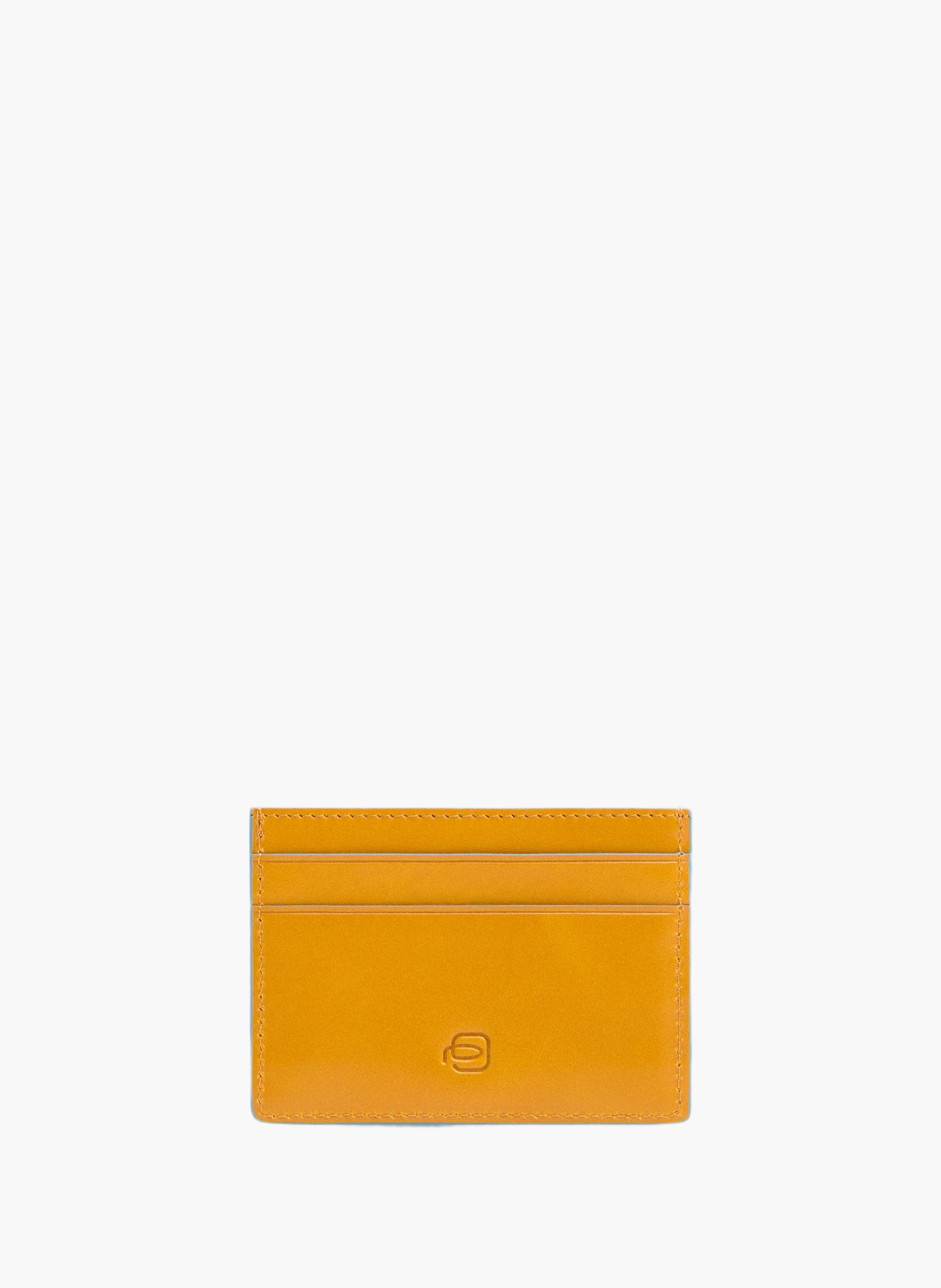 Slim leather card holder, 4 slots, rfid-blocking PIQUADRO Yellow