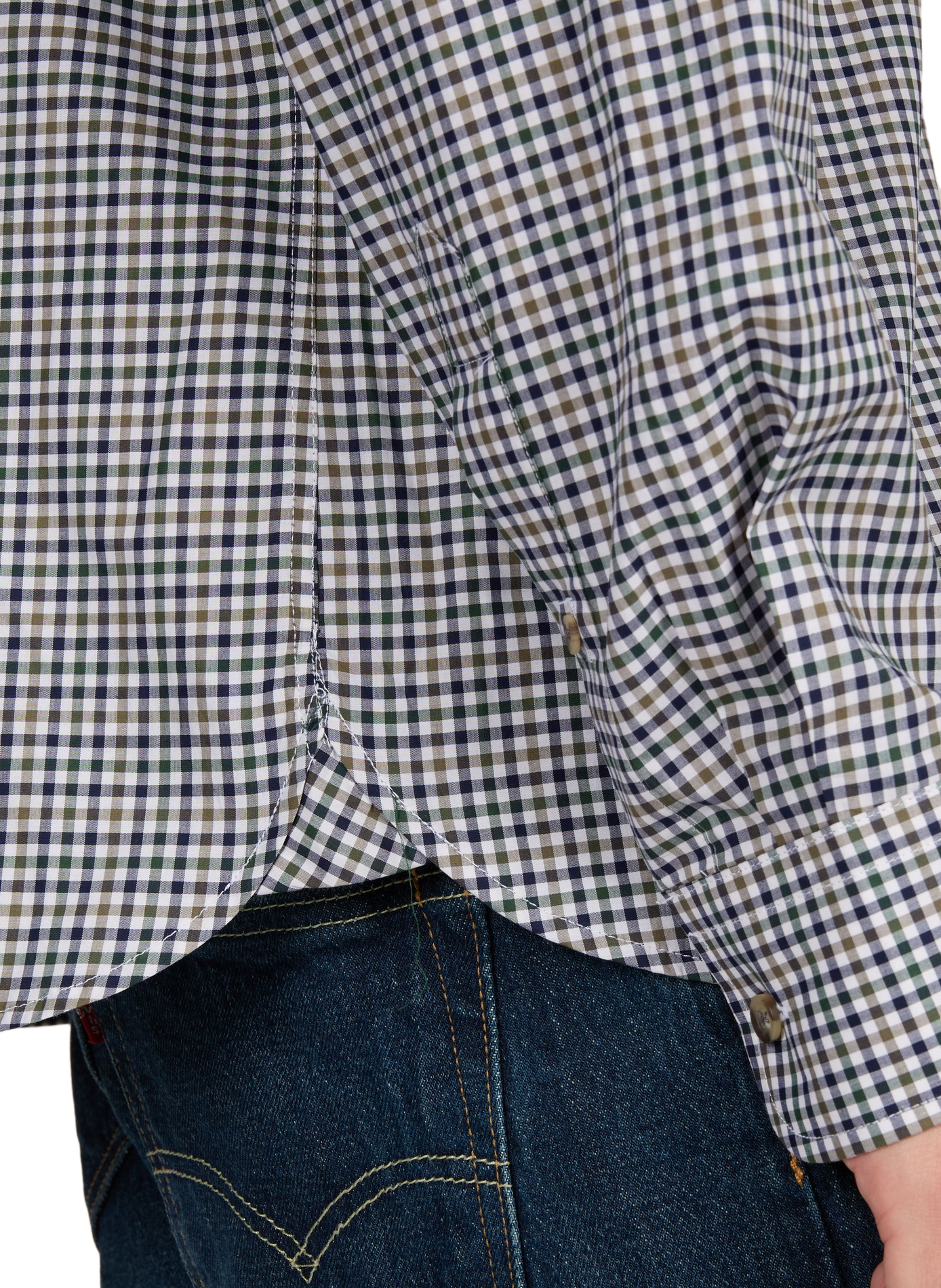 Straight checked cotton shirt with button-down collar HACKETT Green