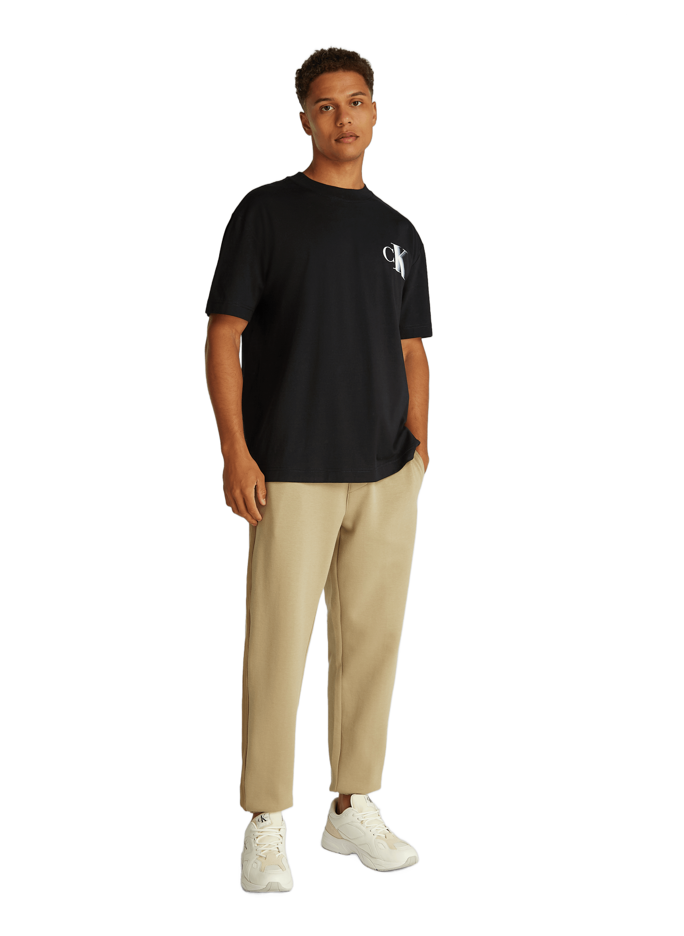 T-shirt droit imprimé en coton  CALVIN KLEIN Noir