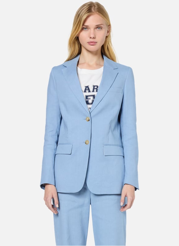 Blazer en lin et coton - rosette Bleu by GERARD DAREL GERARD DAREL Blazer en lin et coton - rosette Bleu
