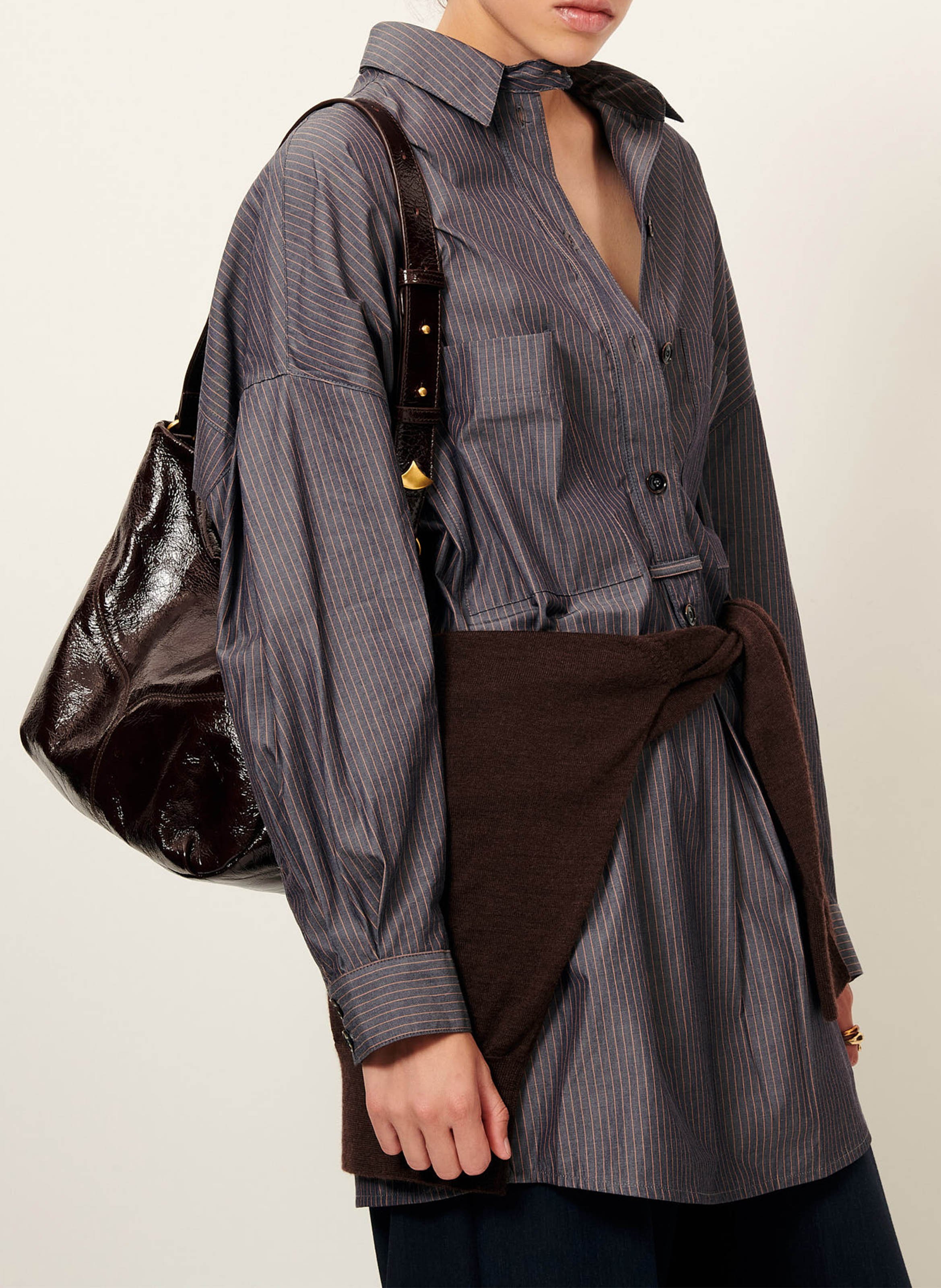 Robe chemise col classique ample en coton rayé fontella SESSUN Bleu