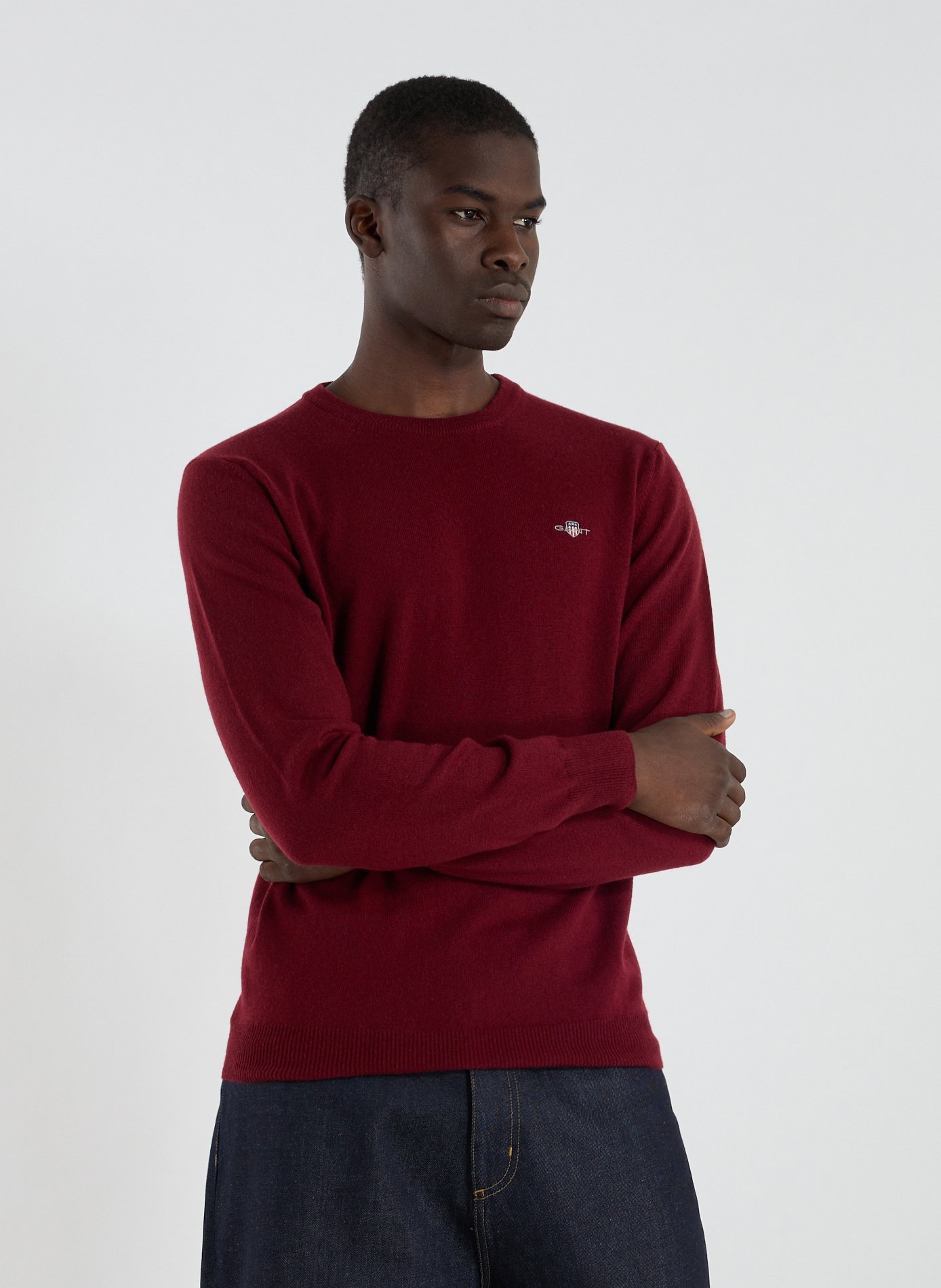 GANT Pull col rond en laine Rouge