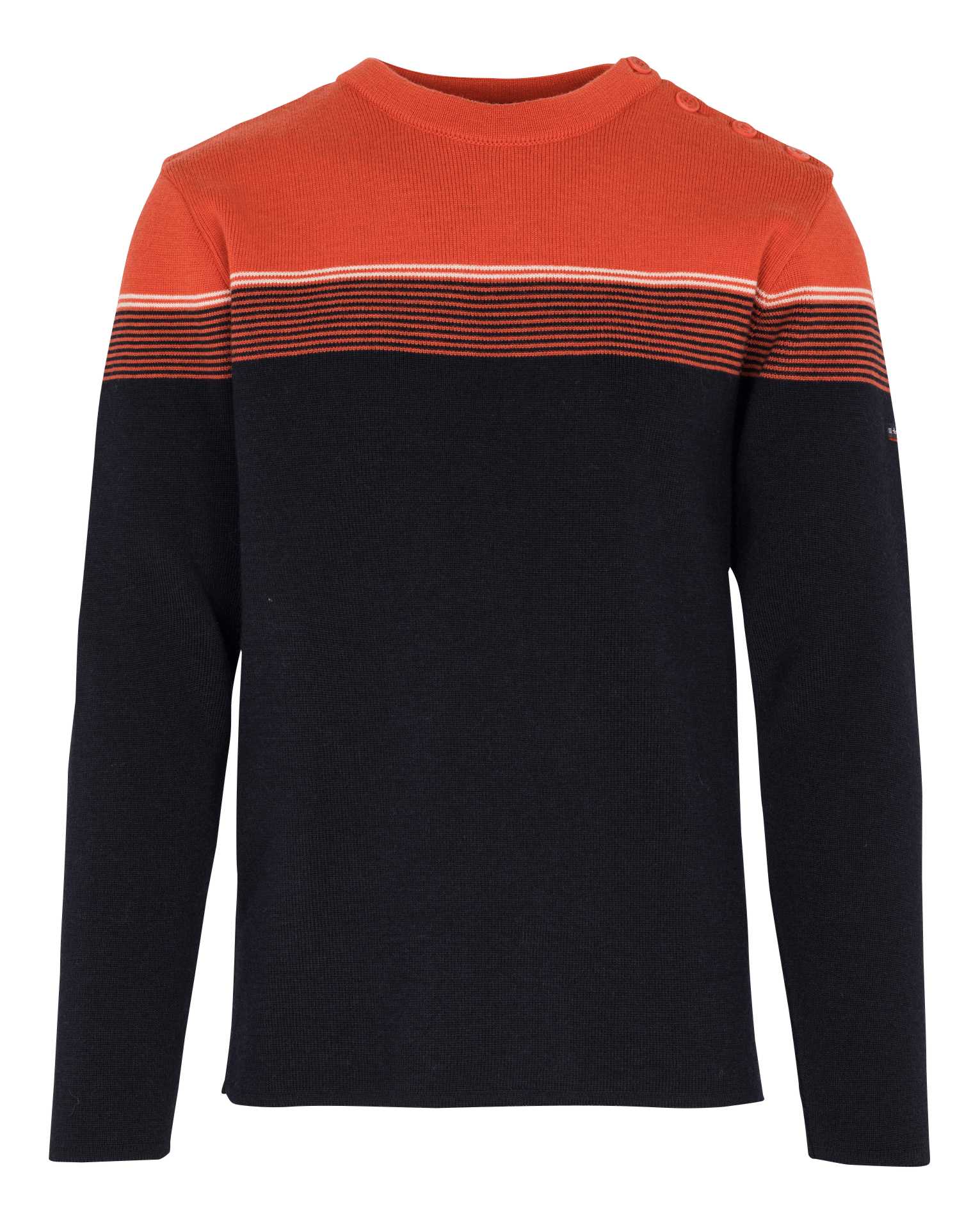 Pull droit col rond rayé en laine ARMOR-LUX Bleu