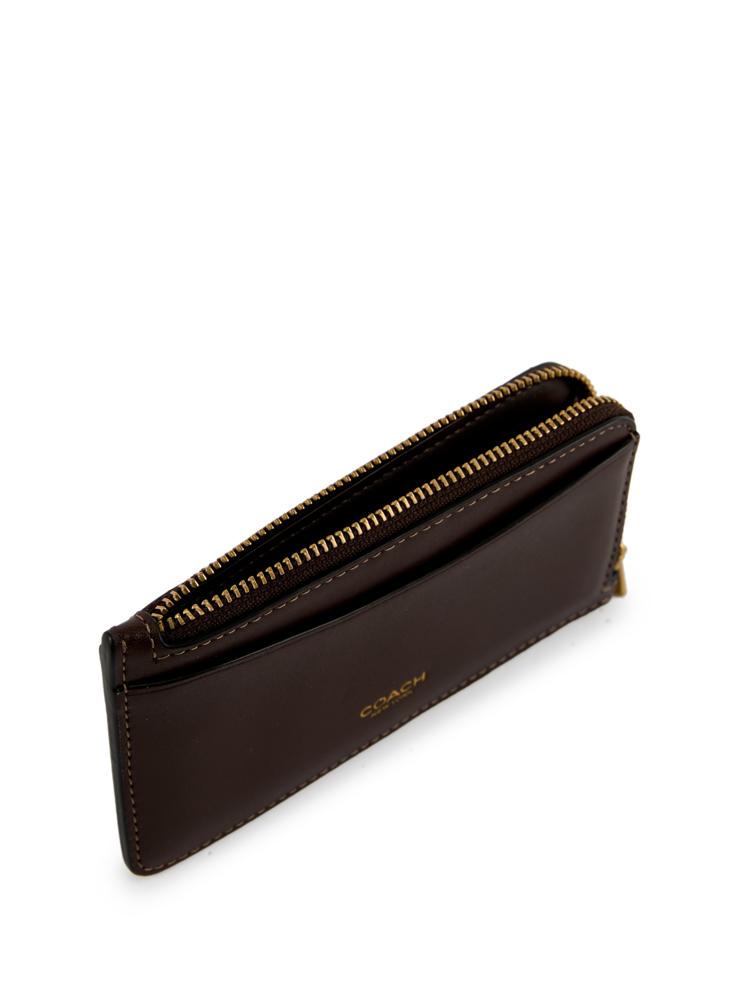 Zippered card holder New York COACH Brown