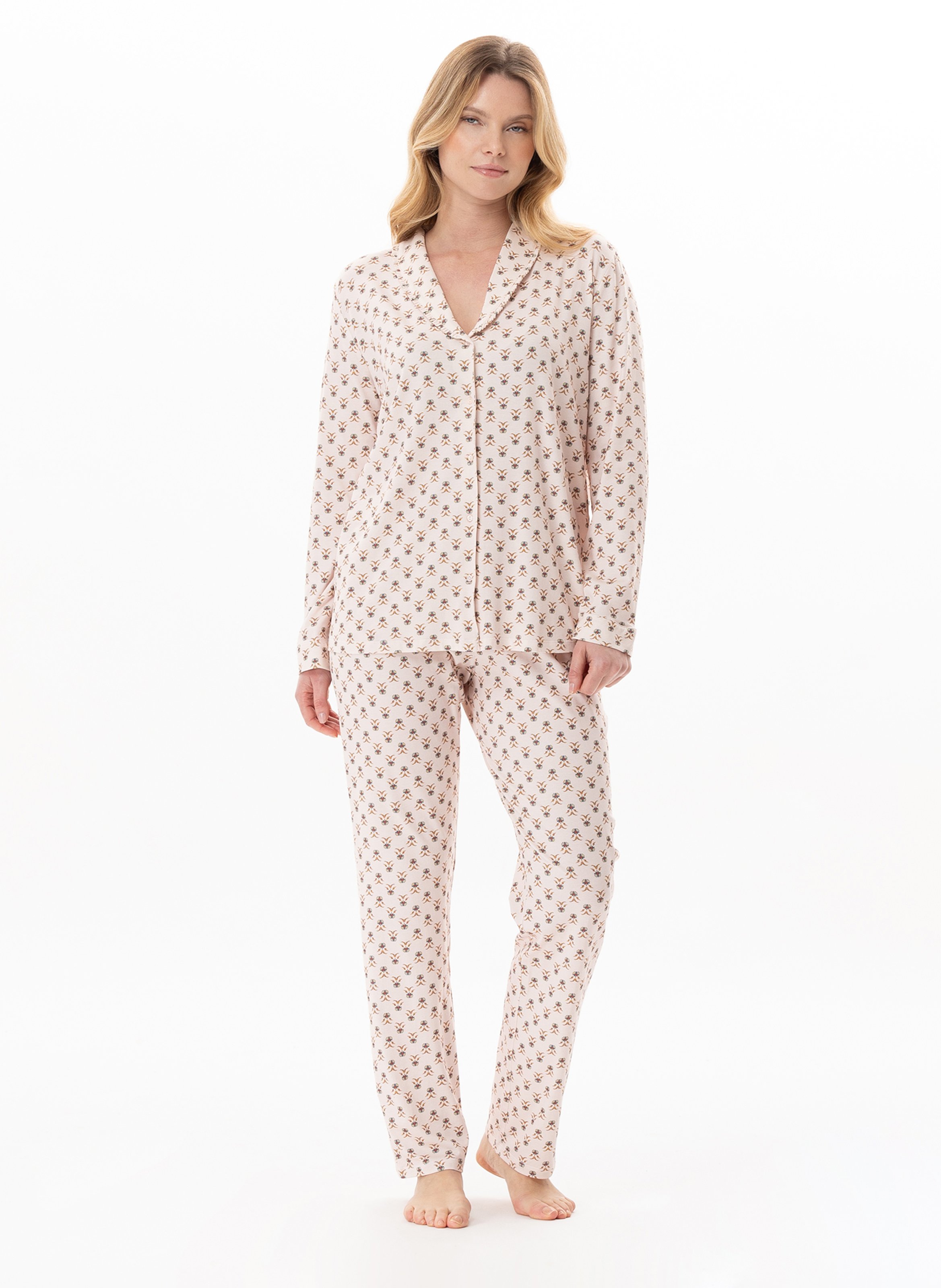 Pyjama boutonné en coton modal tea time 106 LE CHAT Multicolore