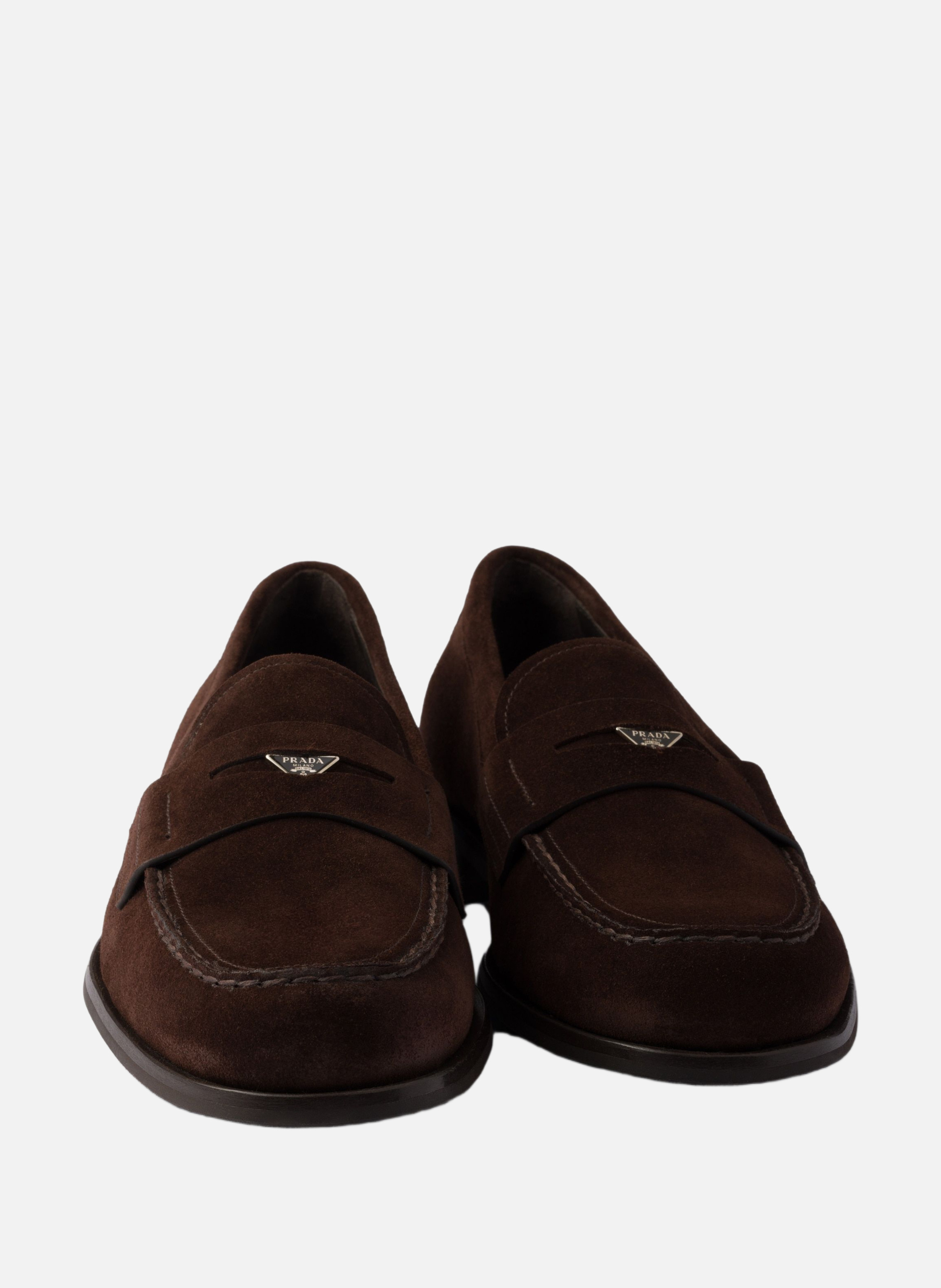 Mocassins en veau velours PRADA Marron