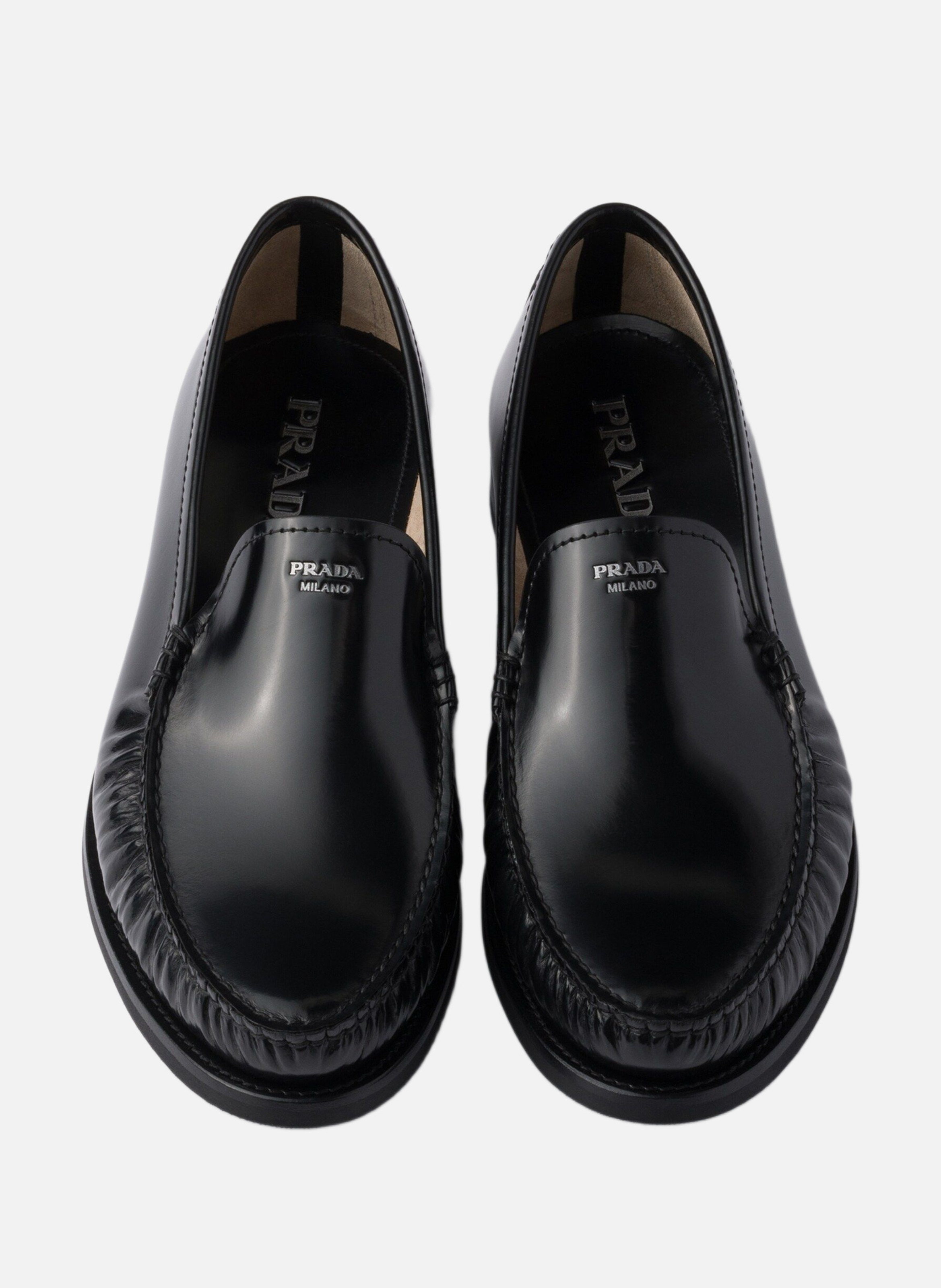 Mocassins en cuir brossé PRADA Noir