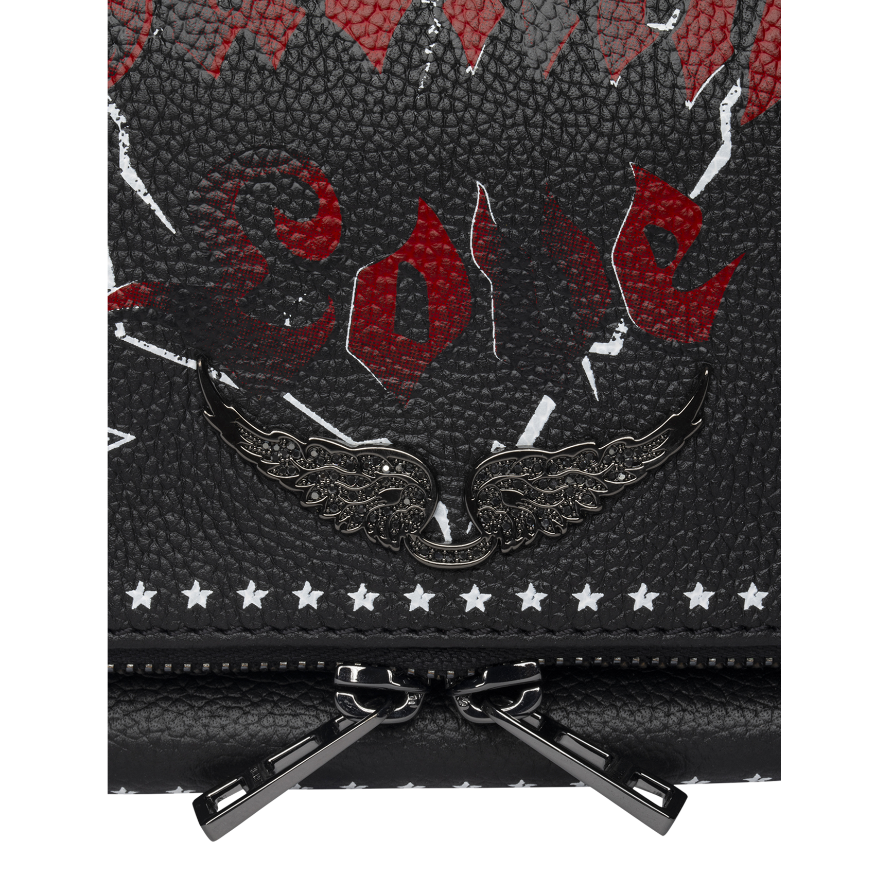 Pochette en cuir grainé fantaisie rock ZADIG&VOLTAIRE Noir