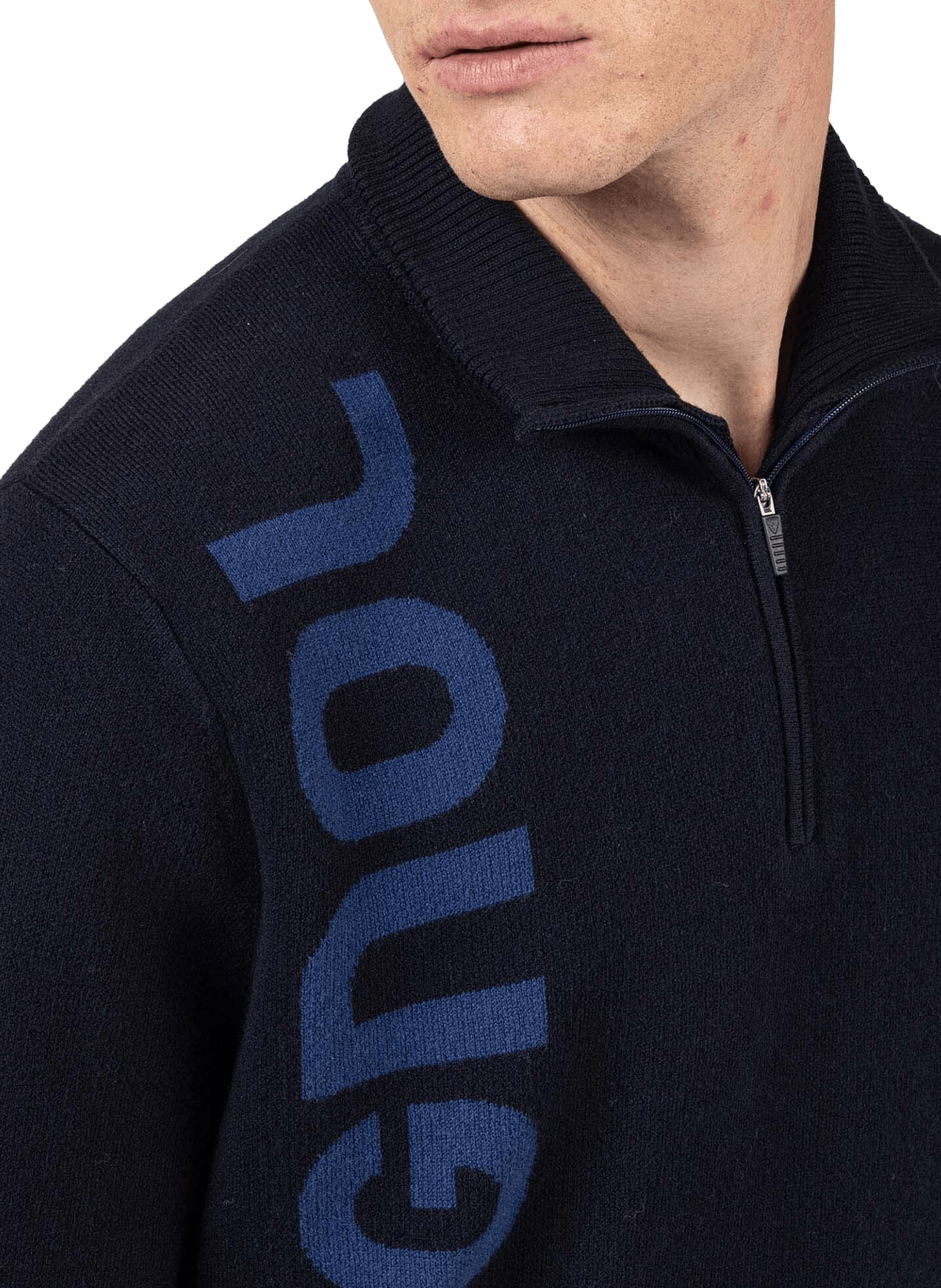 Sweat à col zippé en laine mérinos et coton ROSSIGNOL Bleu