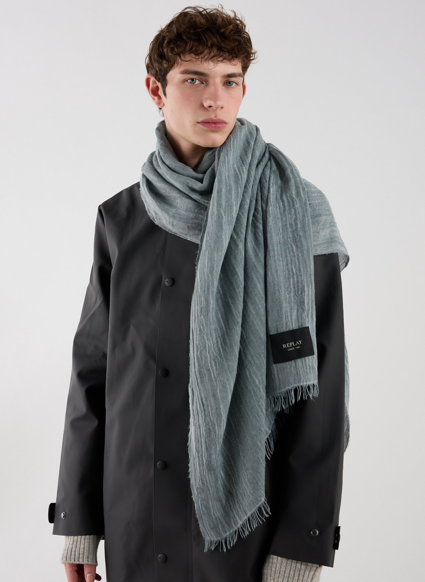 Echarpe plissée à franges REPLAY Gris