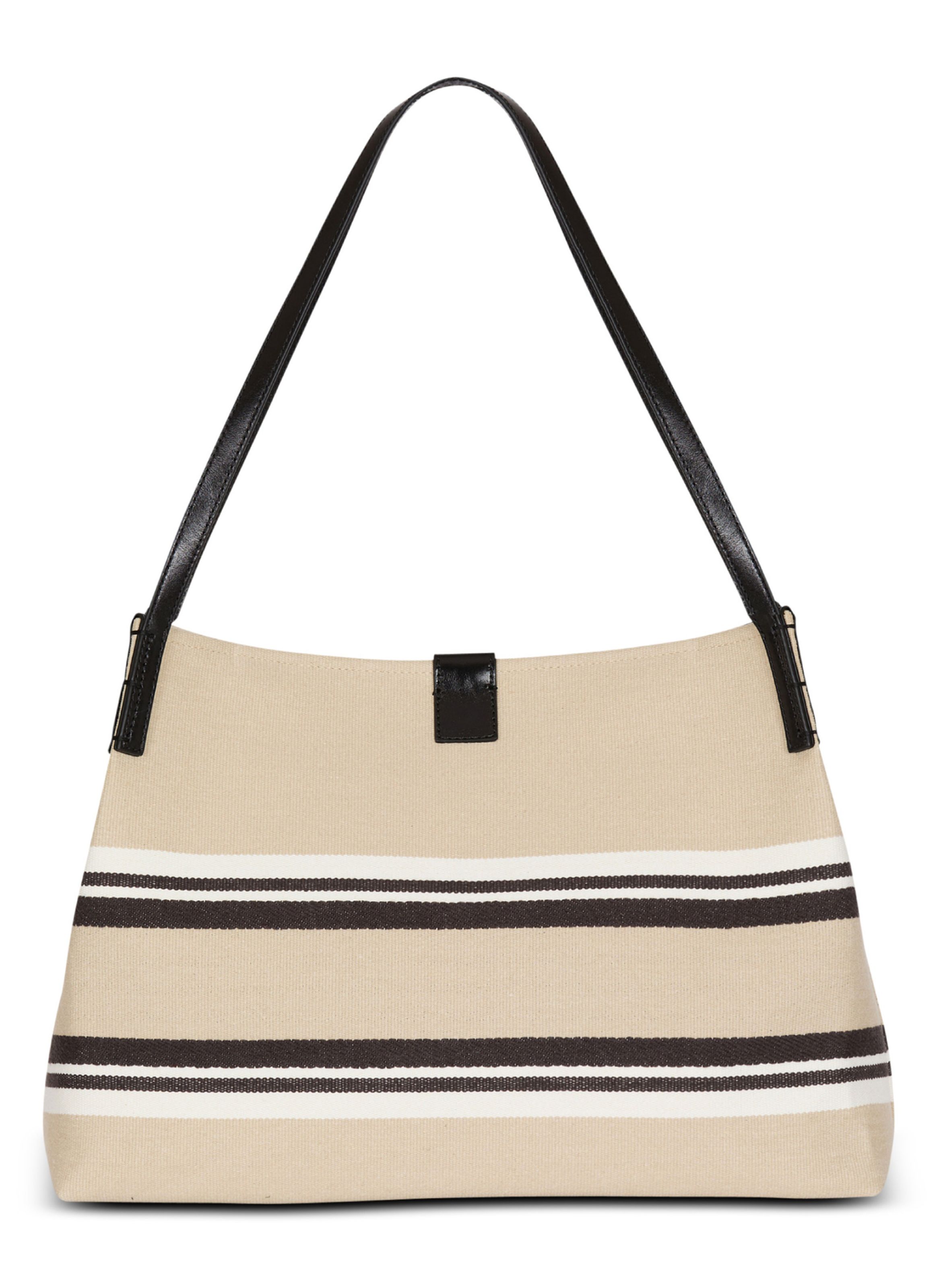 Sac shopper release medium en toile et cuir de veau BALMAIN Beige