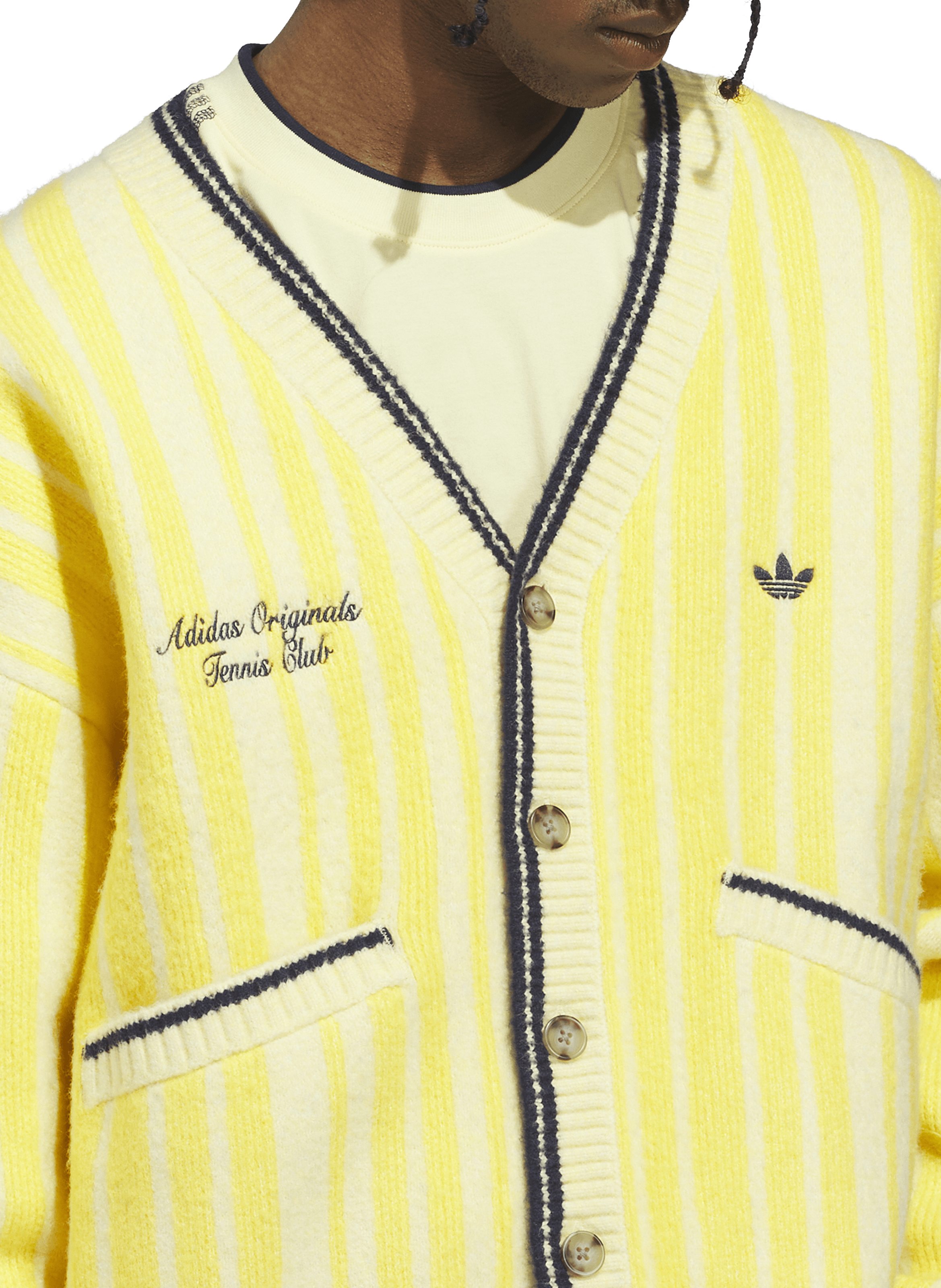Striped cardigan in cotton and wool blend ADIDAS Yellow