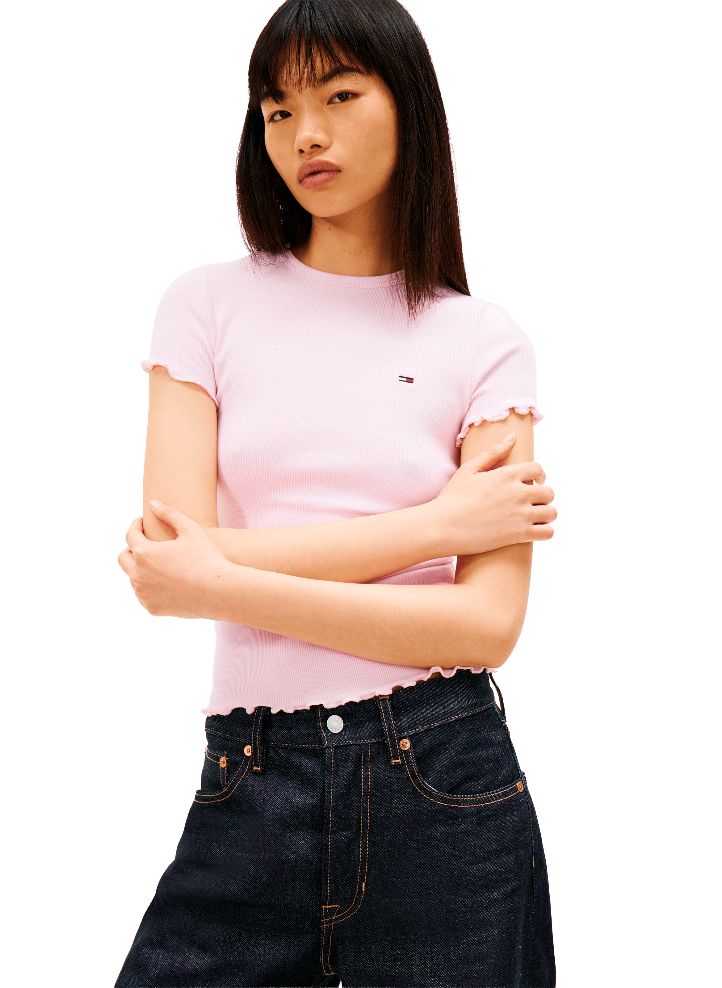 Straight fit blended cotton t-shirt TOMMY HILFIGER Pink