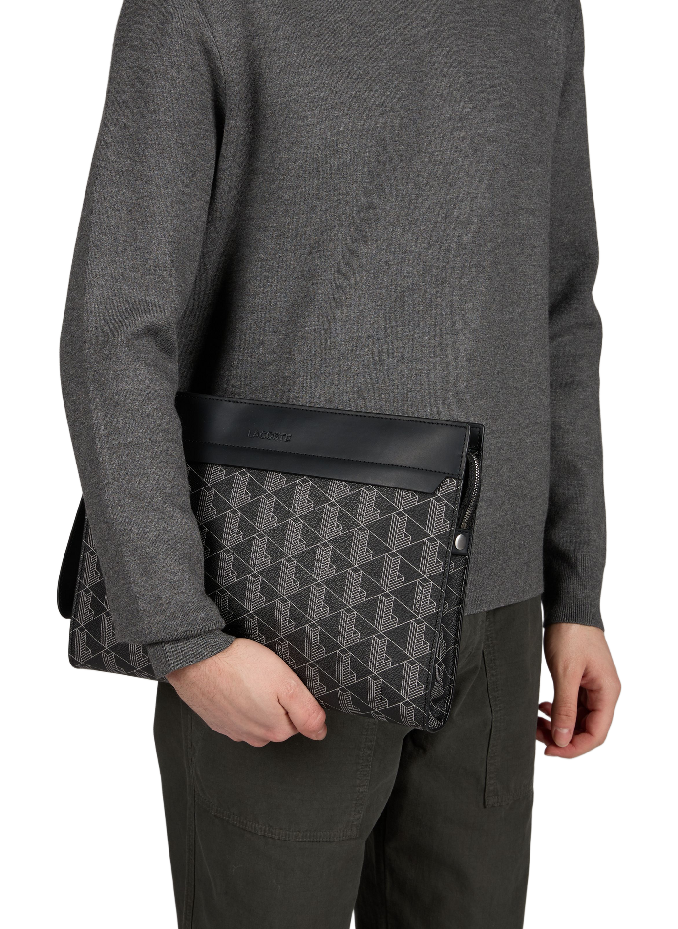 Pochette ordinateur logotypé LACOSTE Gris