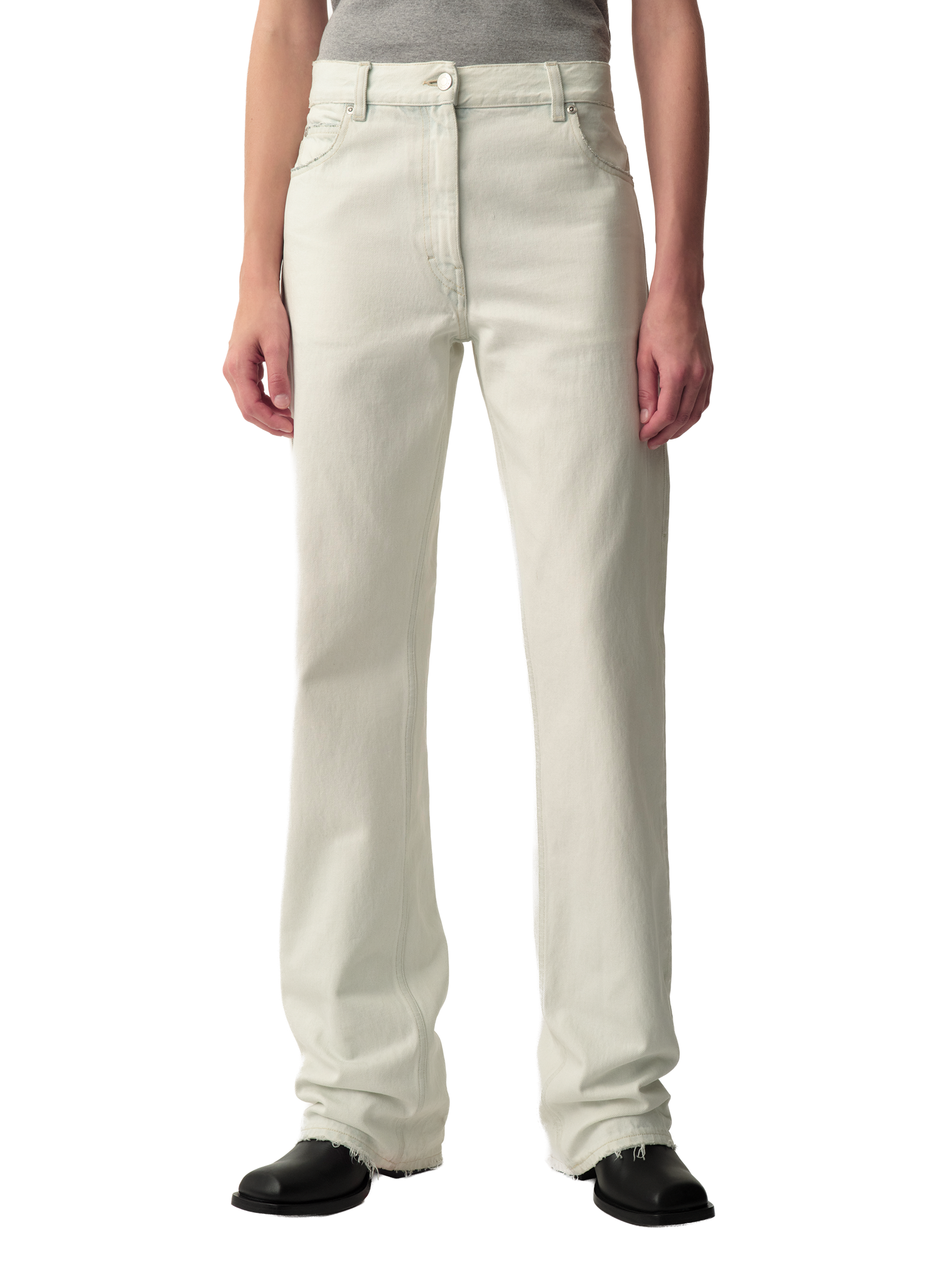 Jean droit en coton Calvin Klein Collection Blanc