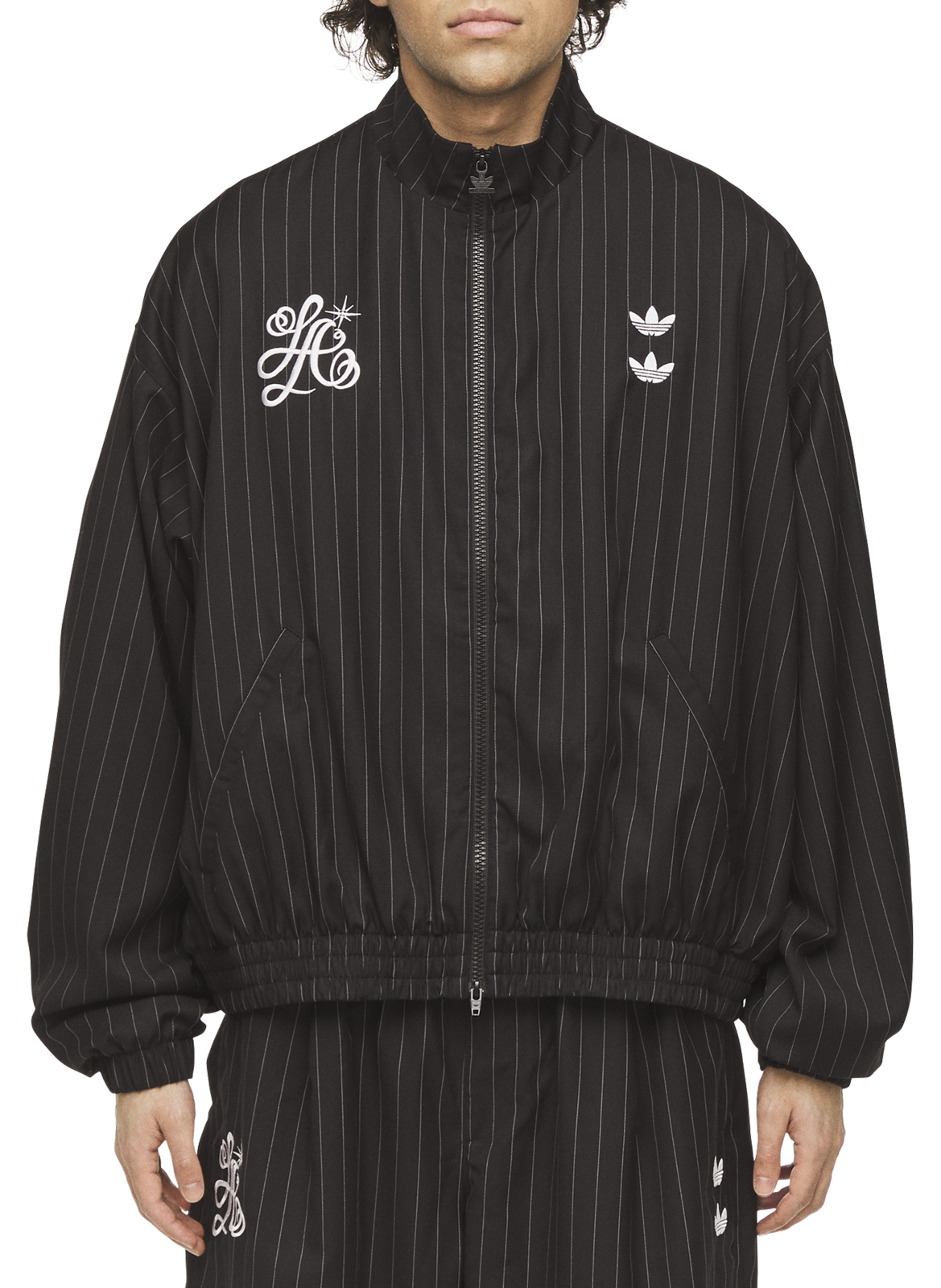 Oversized Striped Merino Wool Blend Jacket ADIDAS Grey