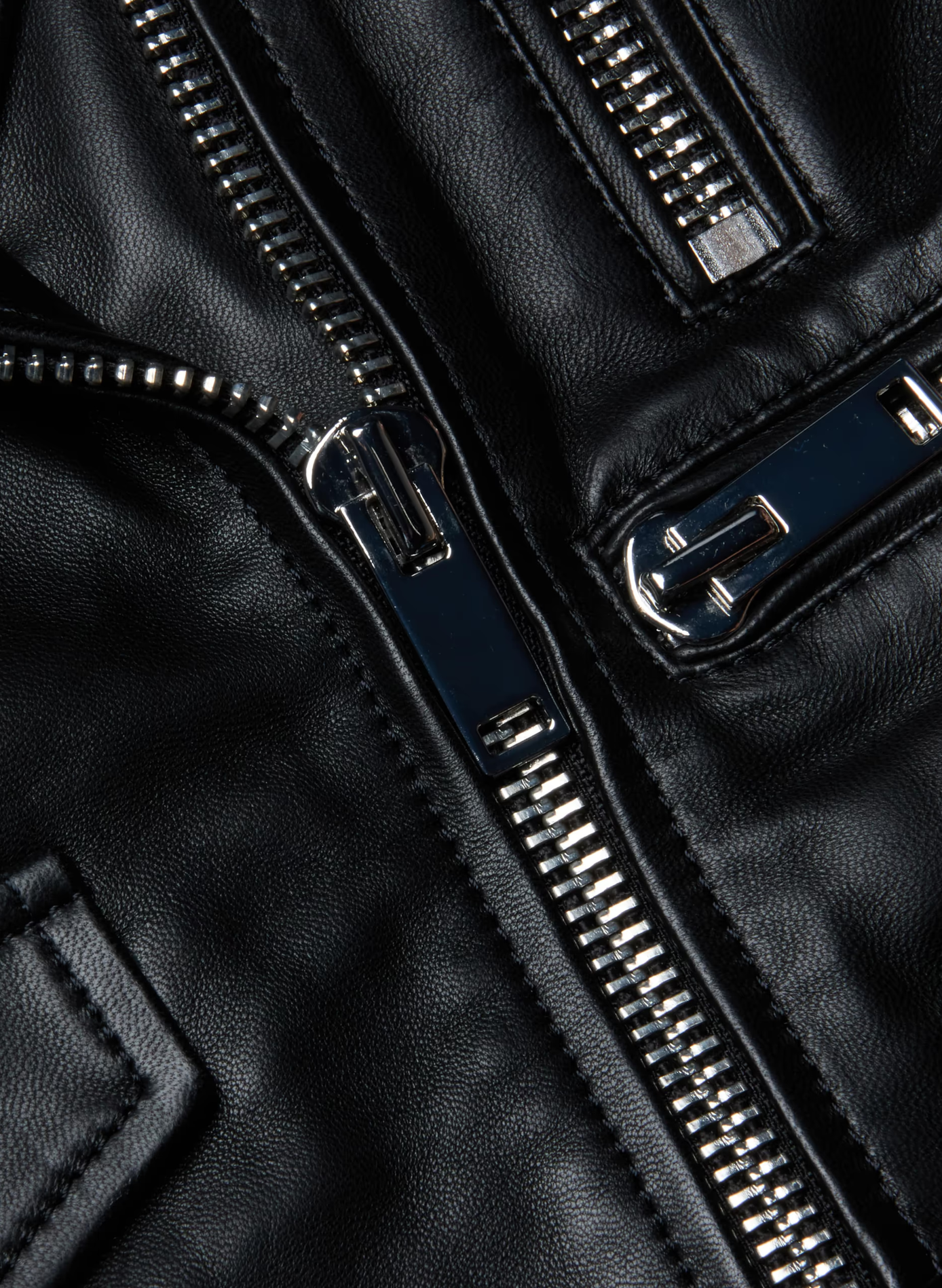 Lamb leather biker jacket L'AGENCE Black