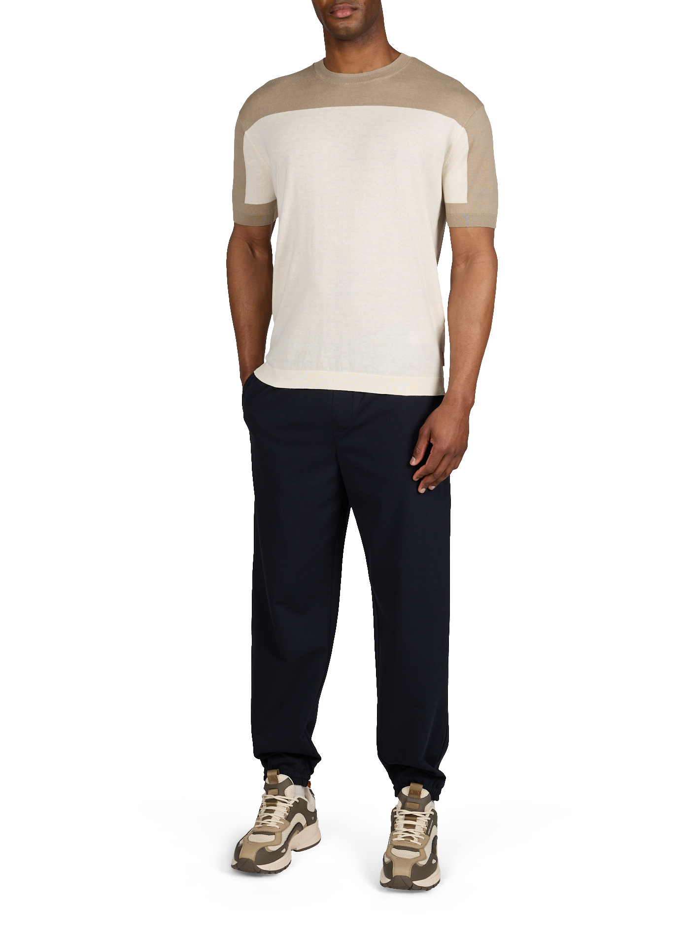 Short-sleeved linen and cotton sweater ARMANI EXCHANGE Multicolour