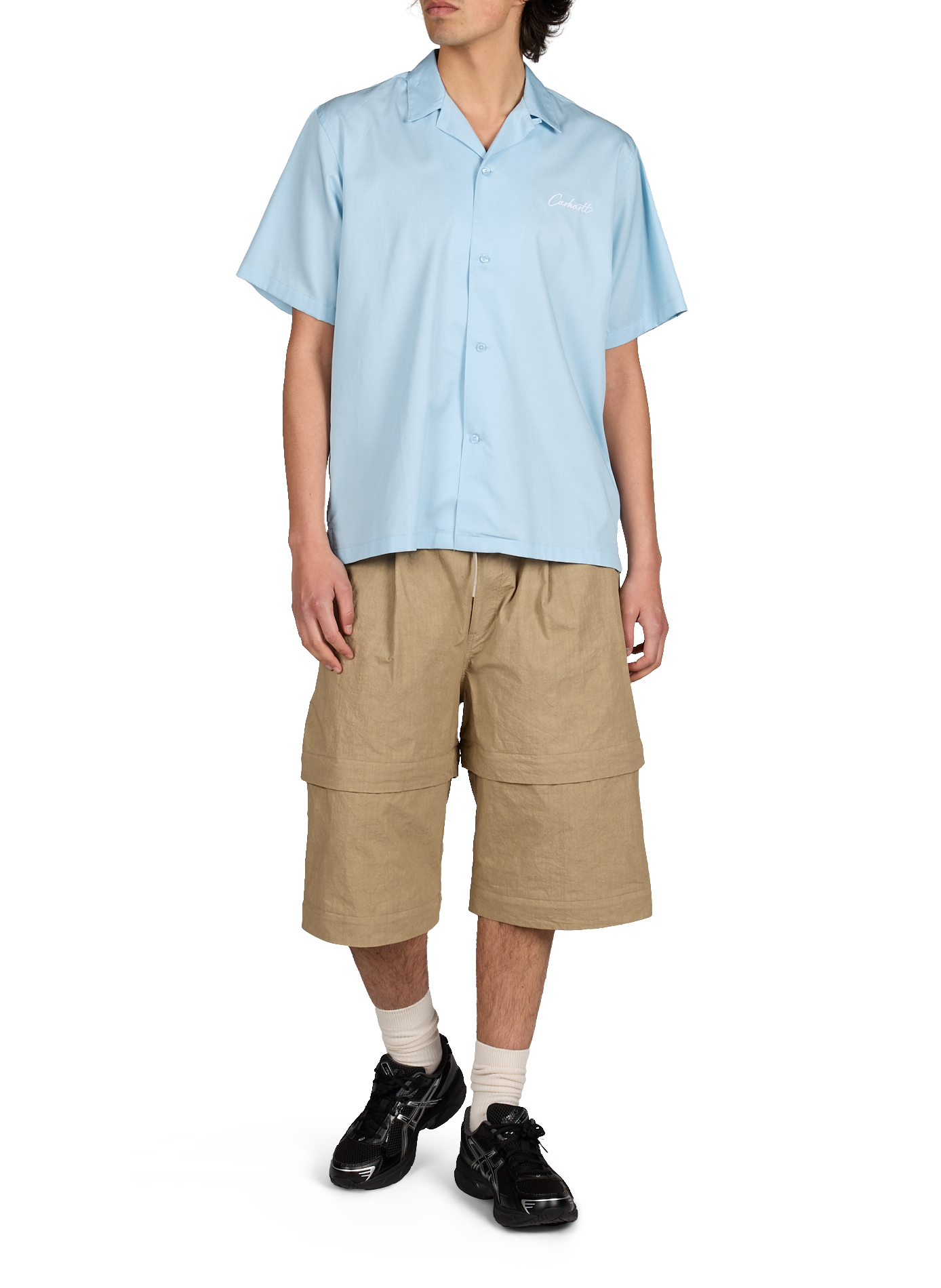 Short-sleeved shirt with logo embroidery CARHARTT WIP Blue