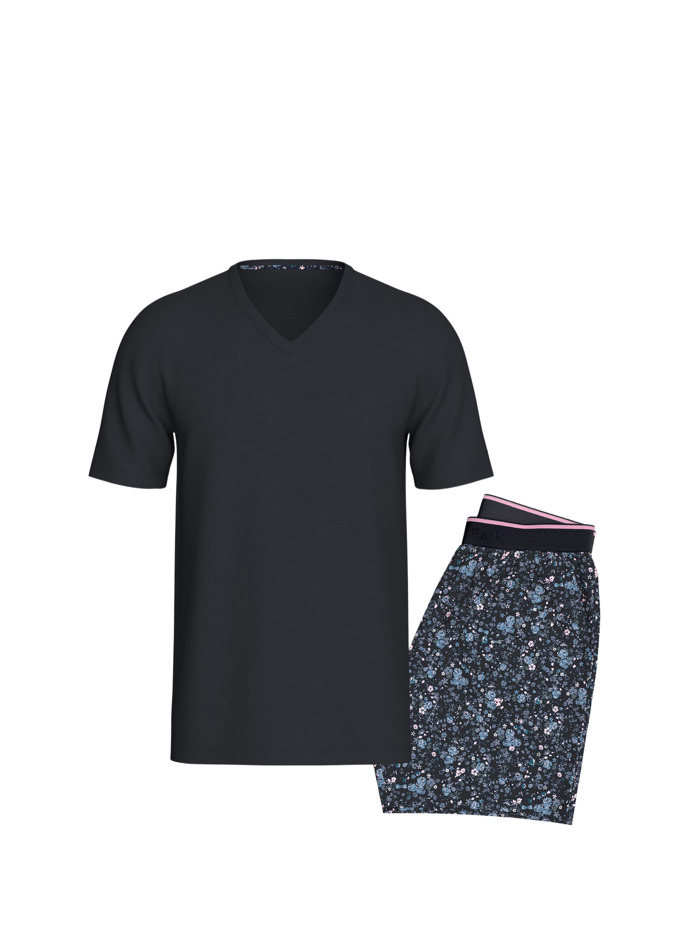 Pyjama court en coton à short imprimé EDEN PARK Bleu