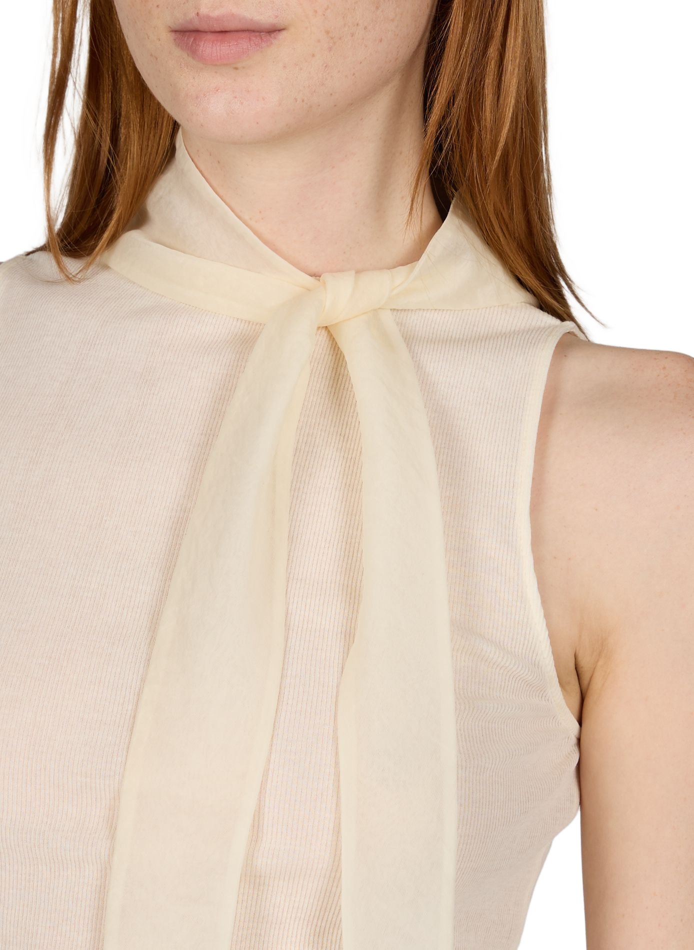 Sleeveless top with blended cotton scarf LE 17 SEPTEMBRE Beige