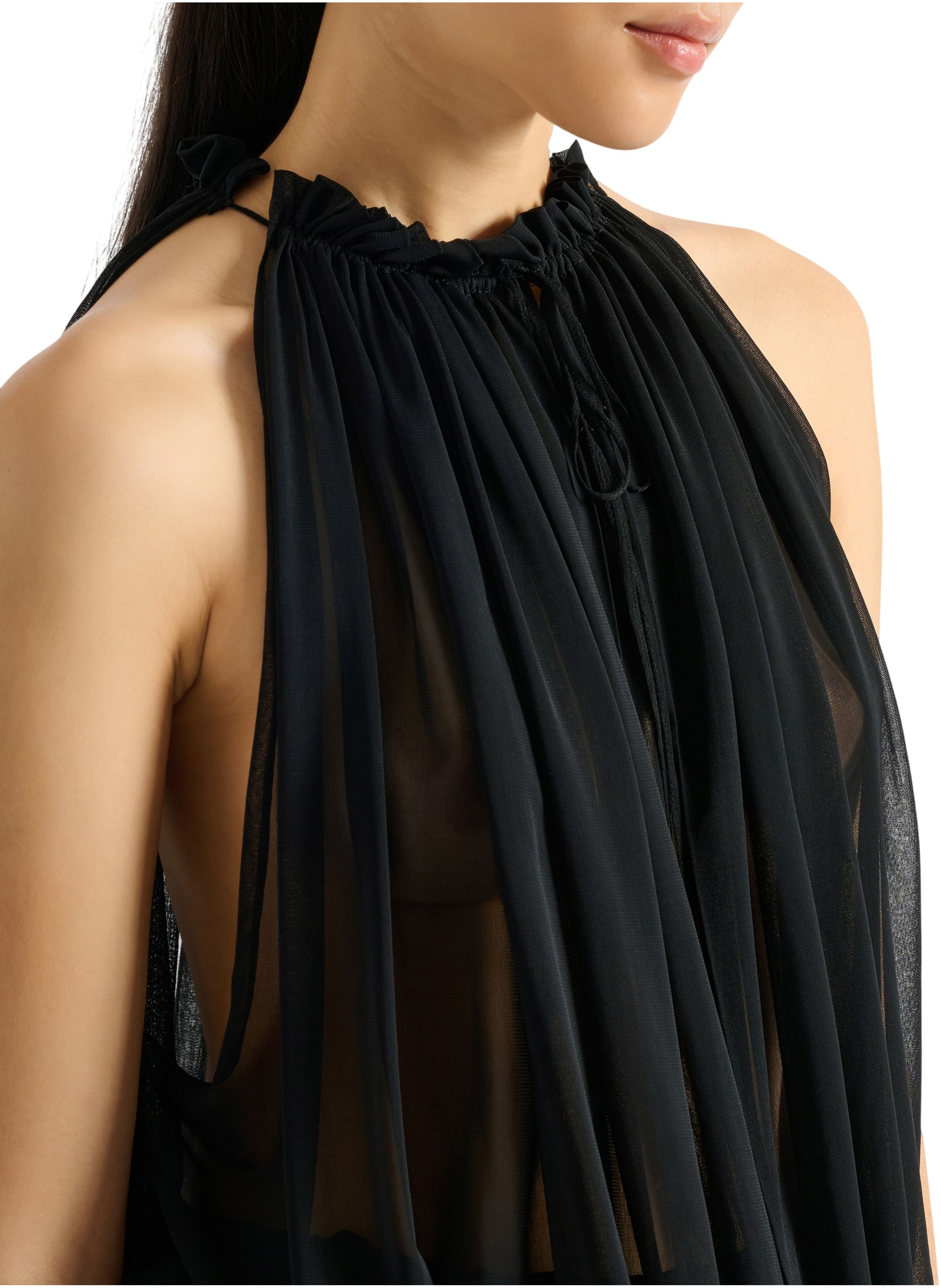Top sans manches en mousseline BALMAIN Noir