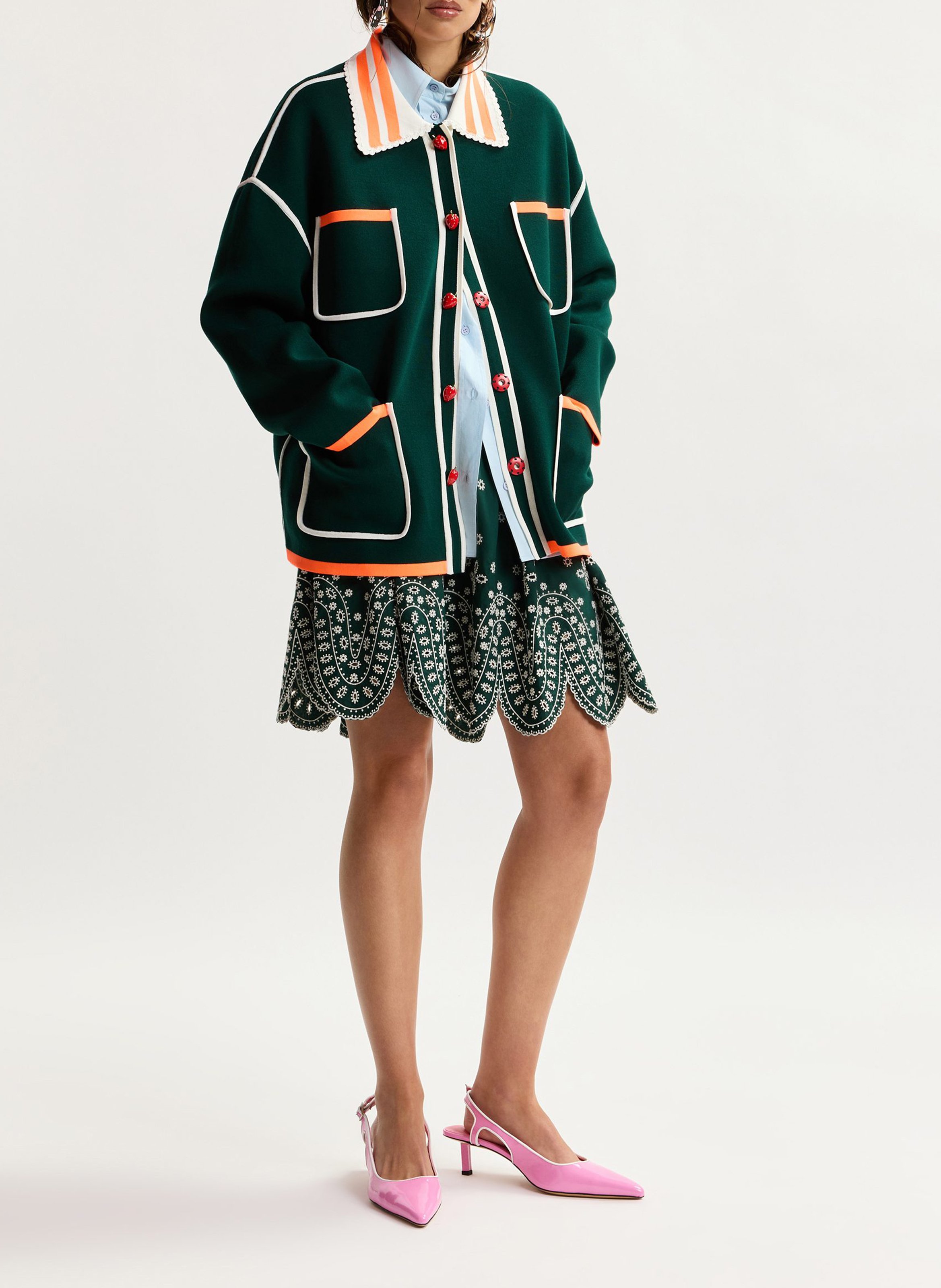 Cardigan oversize col classique kokorico ESSENTIEL ANTWERP Vert