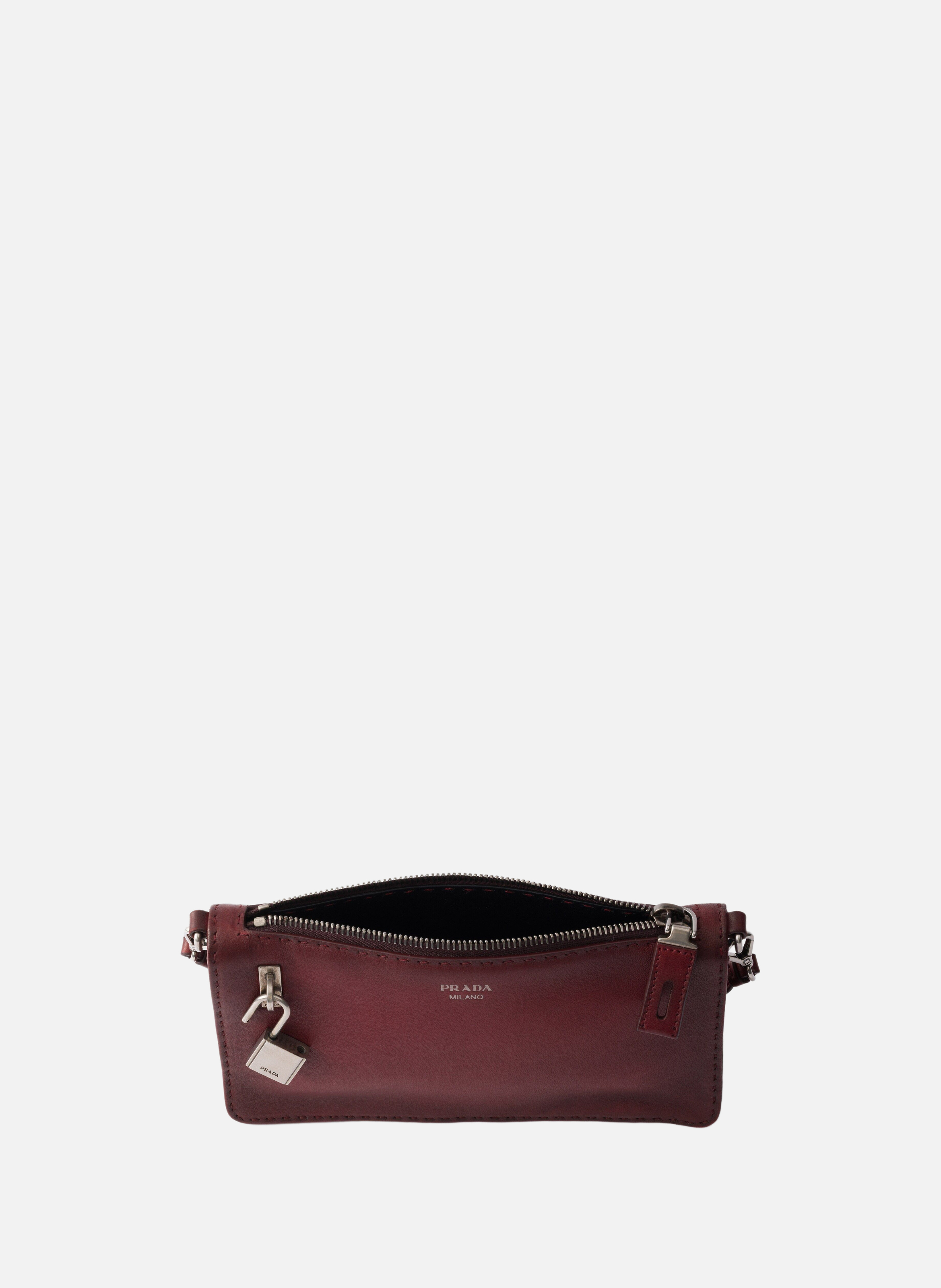 Pochette en cuir vieilli PRADA Rouge