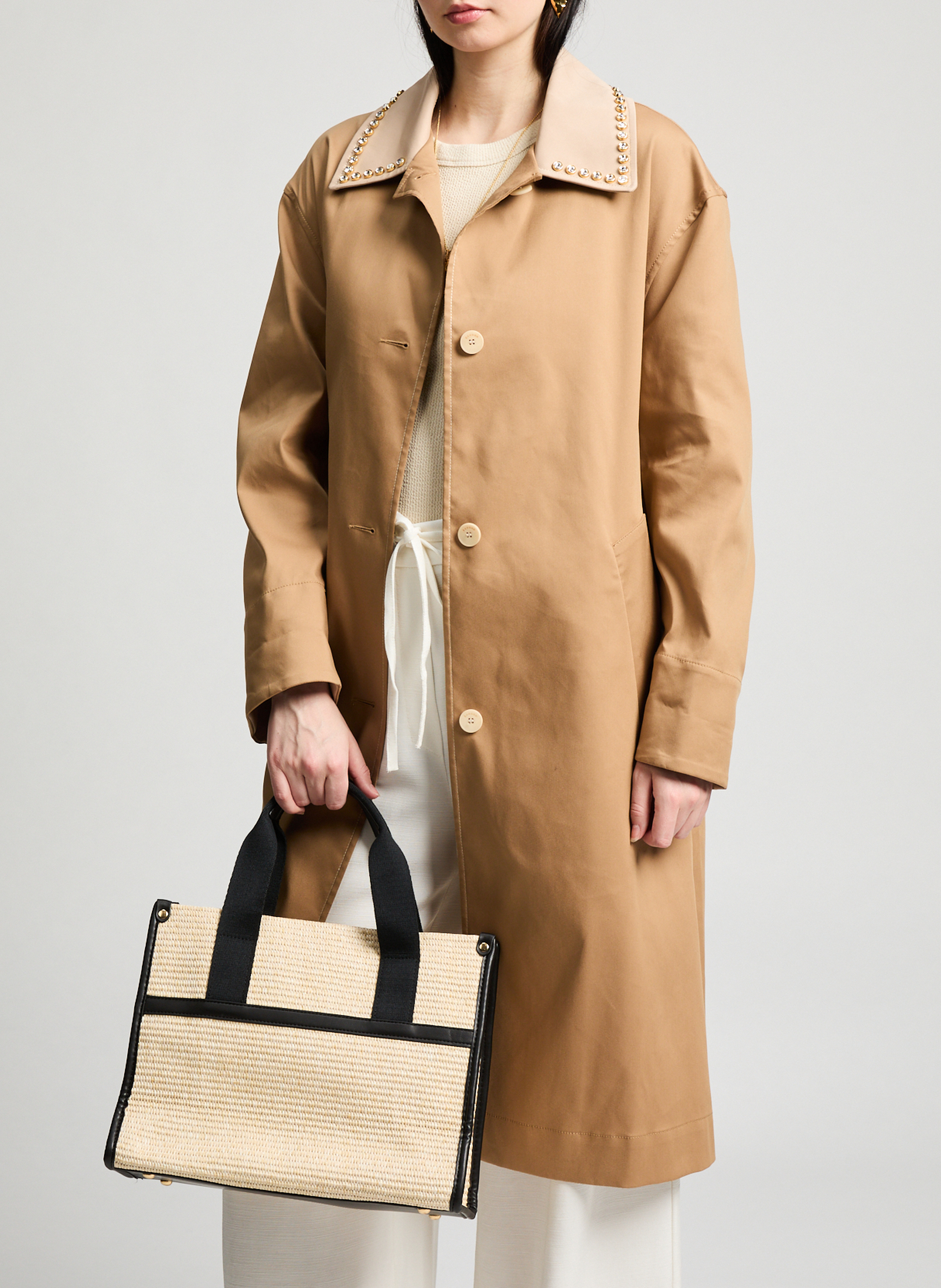 Sac cabas en paille AU PRINTEMPS PARIS Beige