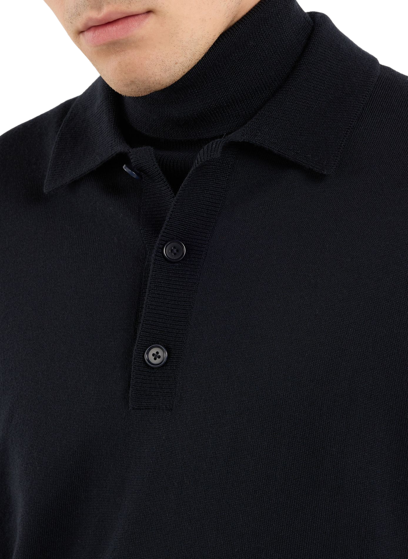 Merino wool turtleneck jumper | Blue SAISON 1865 Men