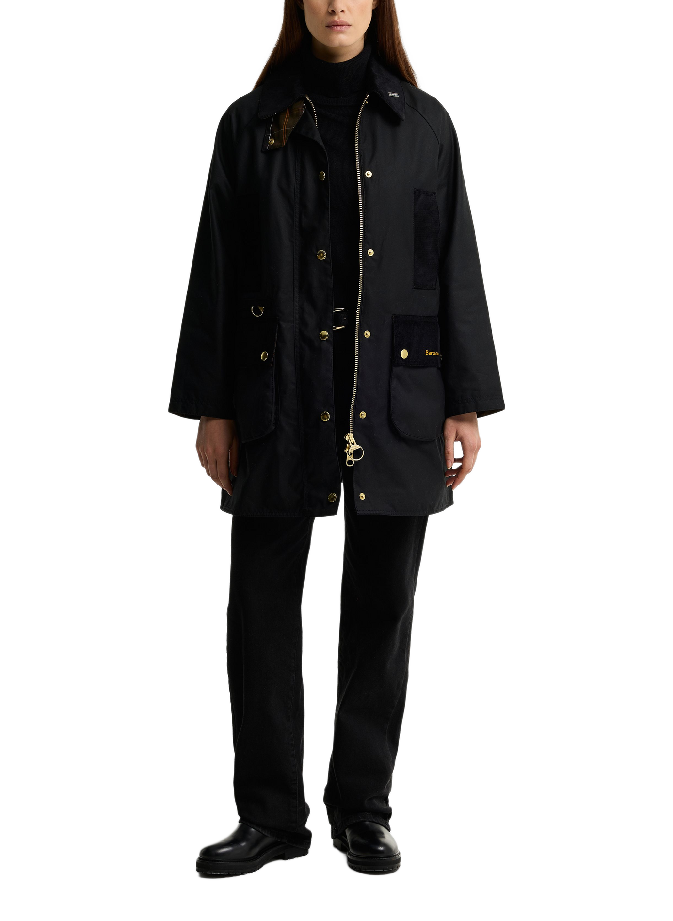Straight jacket with high collar in cotton BARBOUR Black