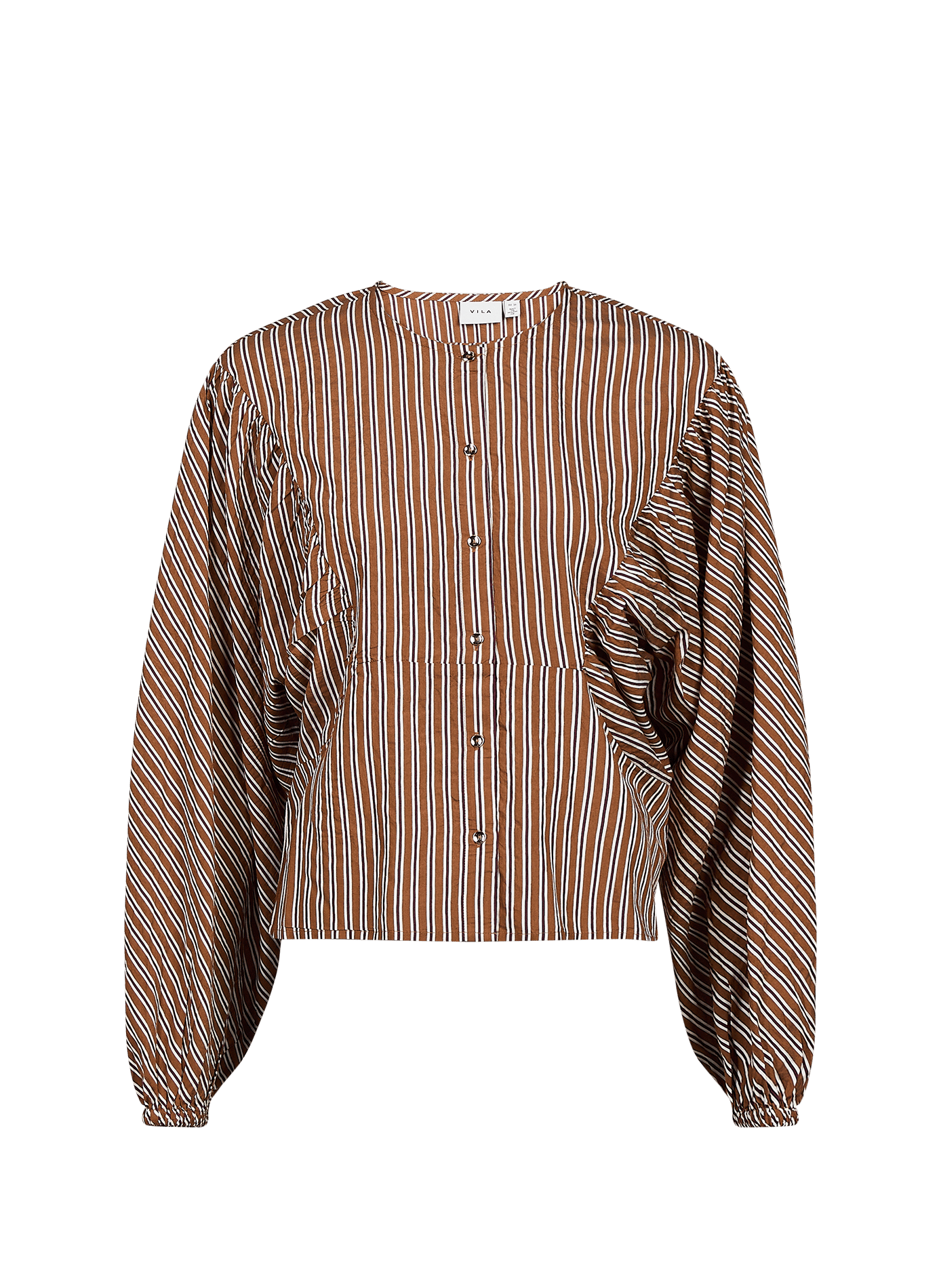 Chemise boutonnée à rayures VILA Marron