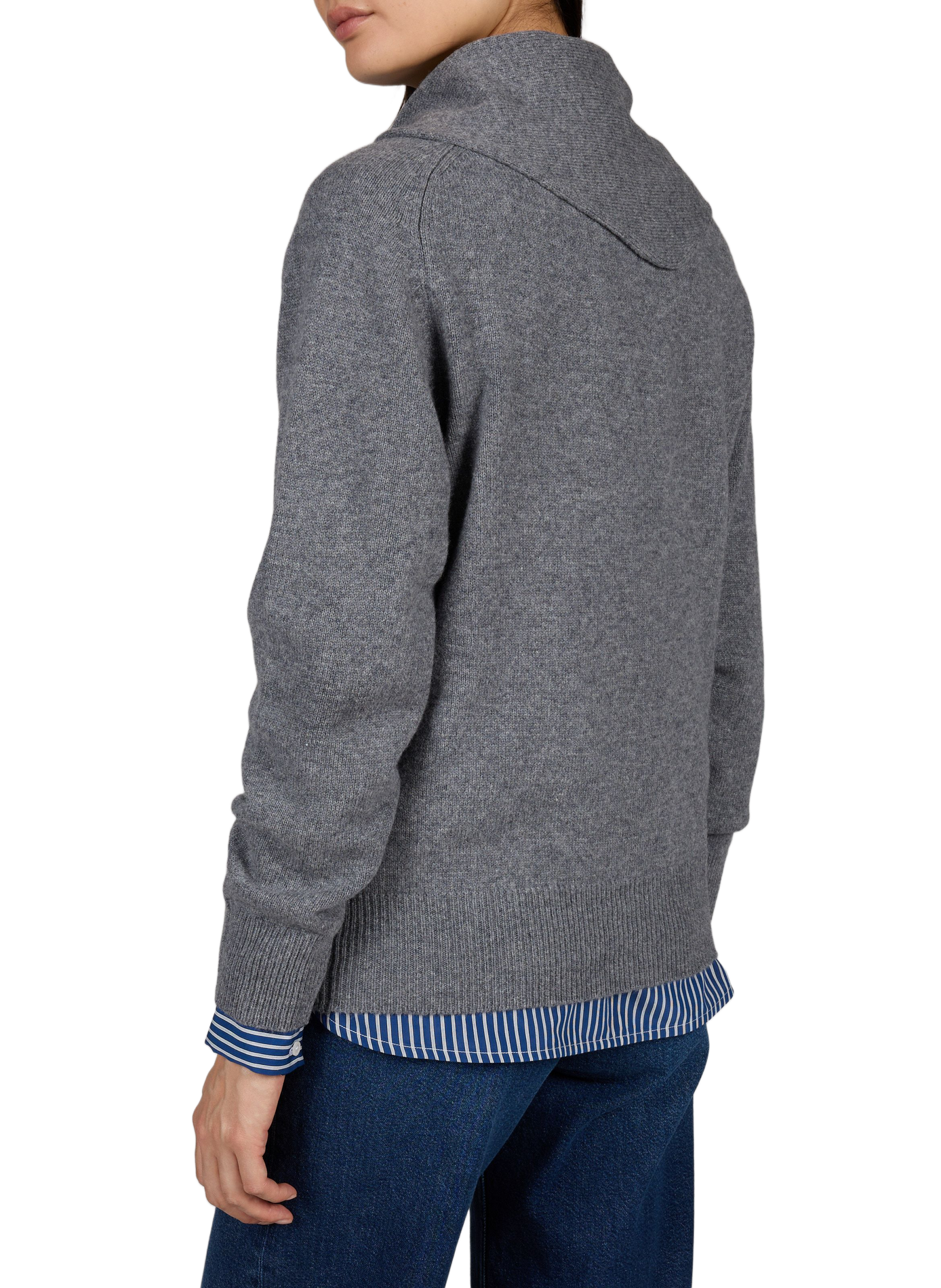 Straight-fit wool sweater with lavallière collar ROUGE EDIT Grey
