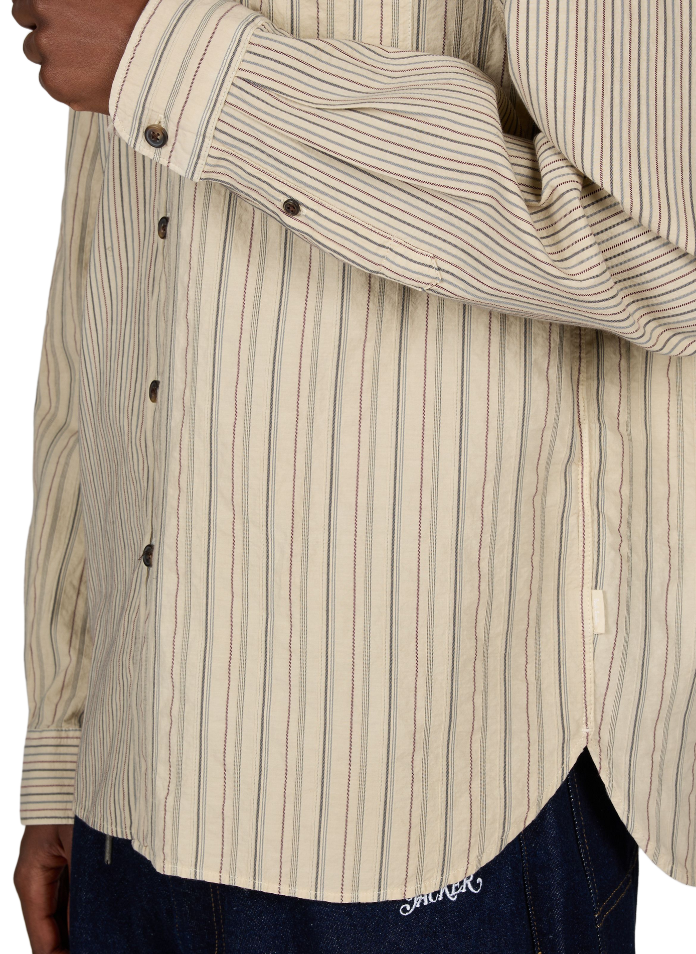 Chemise droite rayée en coton PAUL SMITH Blanc